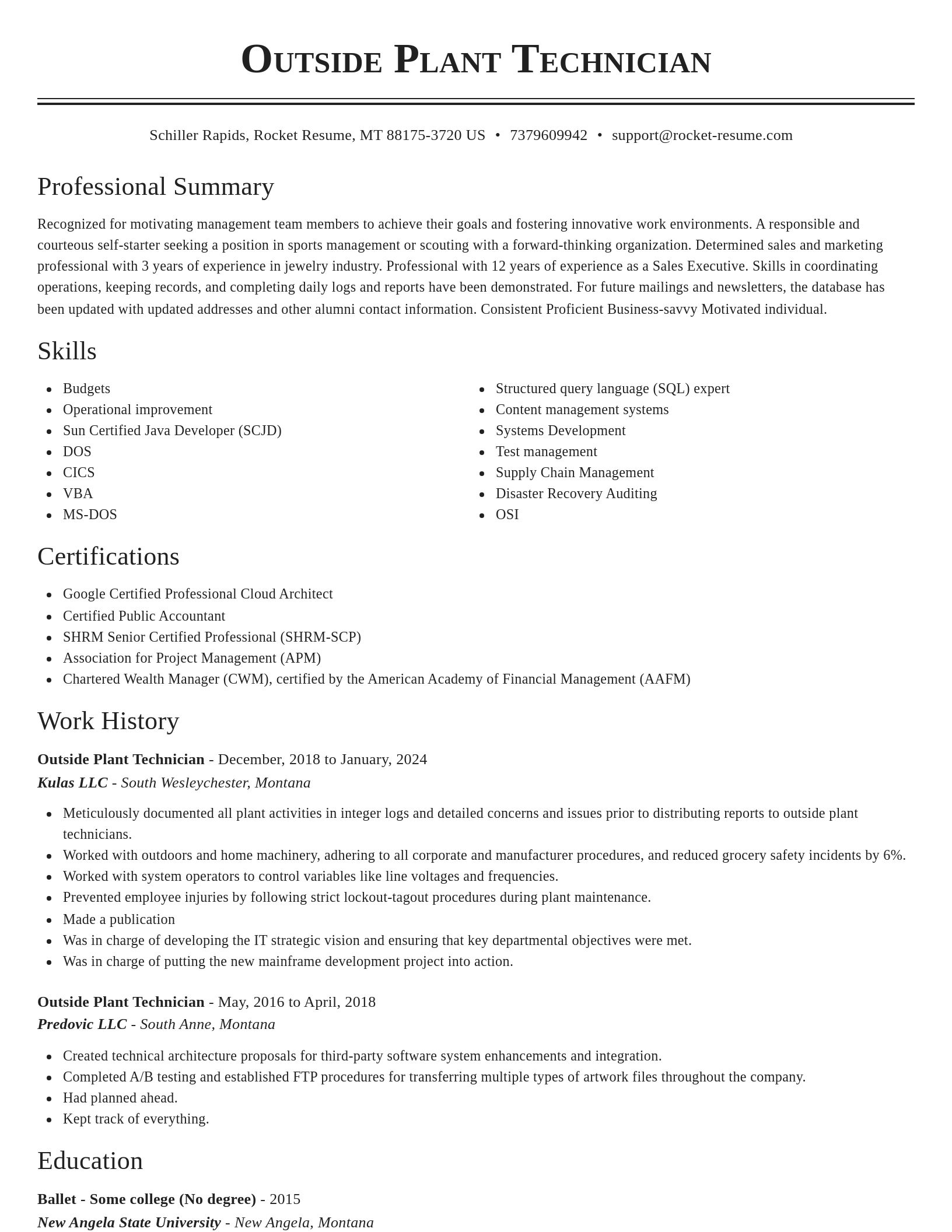 Classic resume template