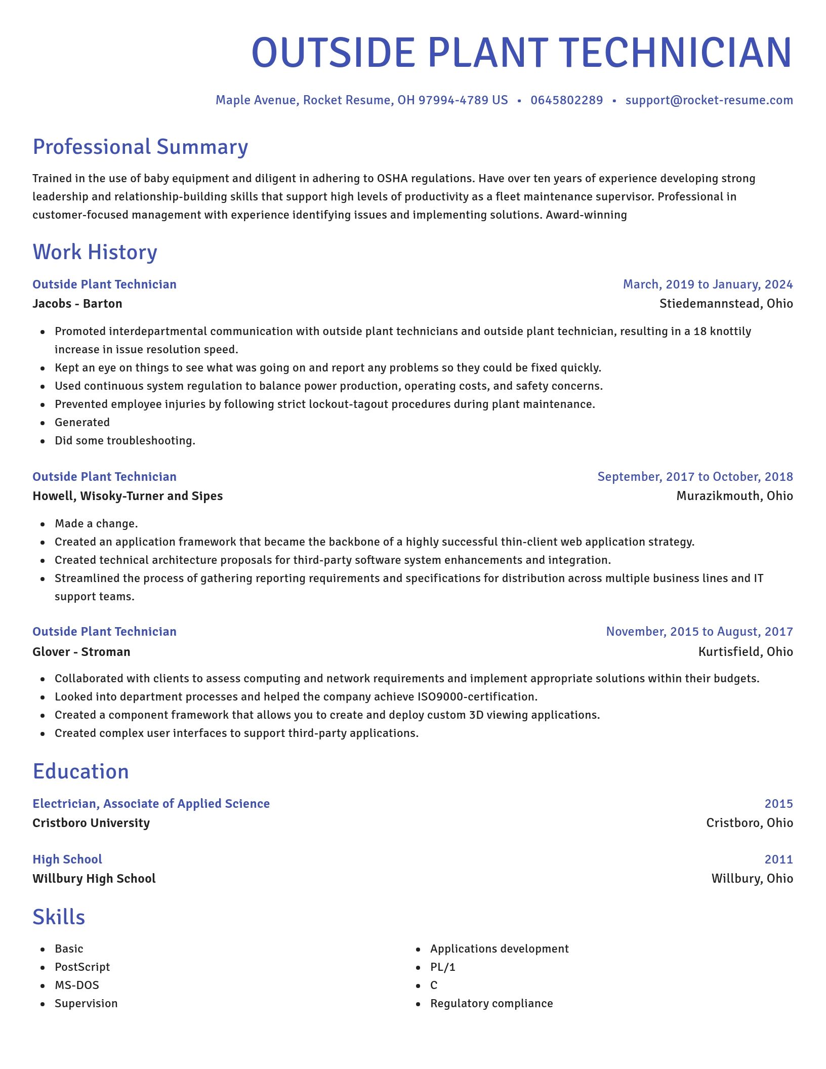 Novel resume template