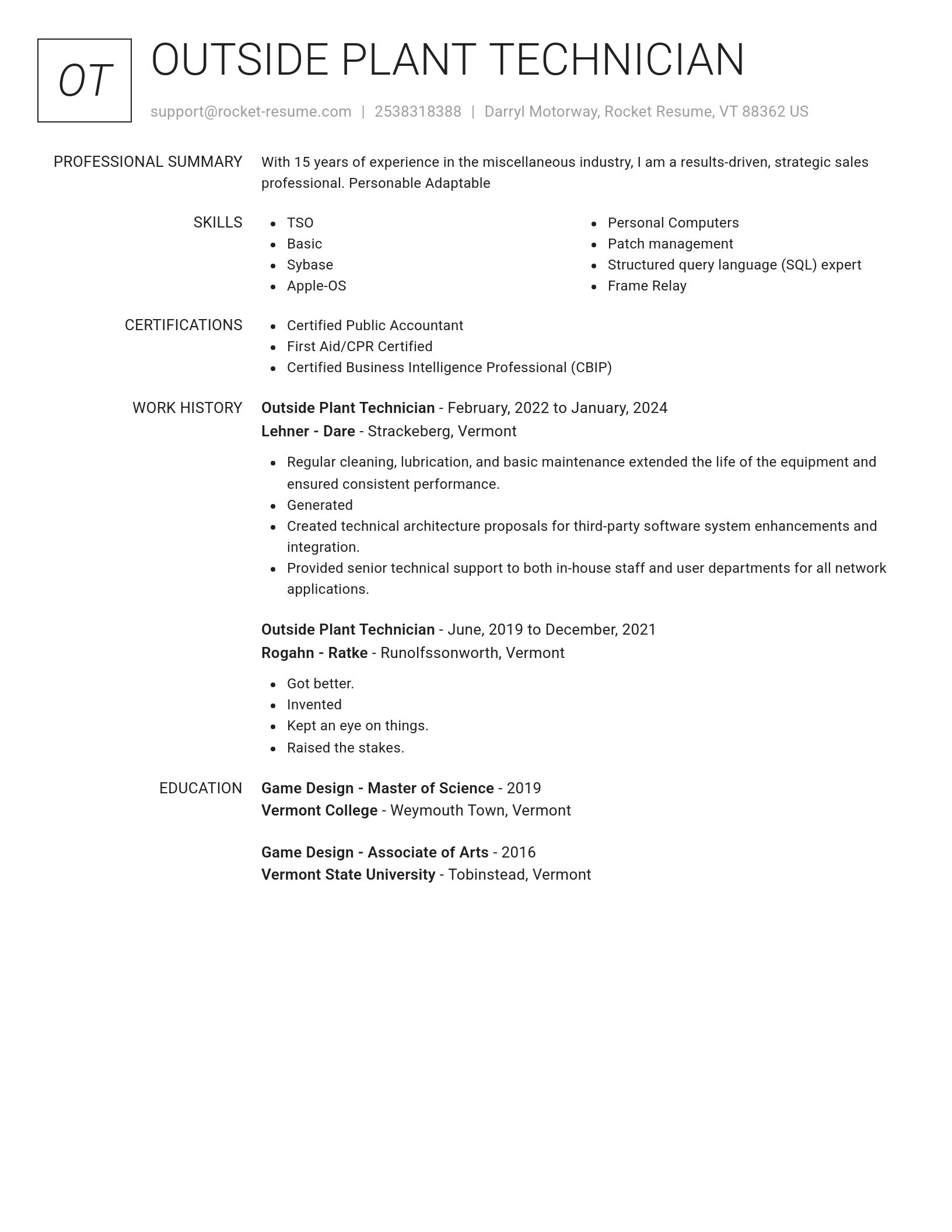 Renowned resume template