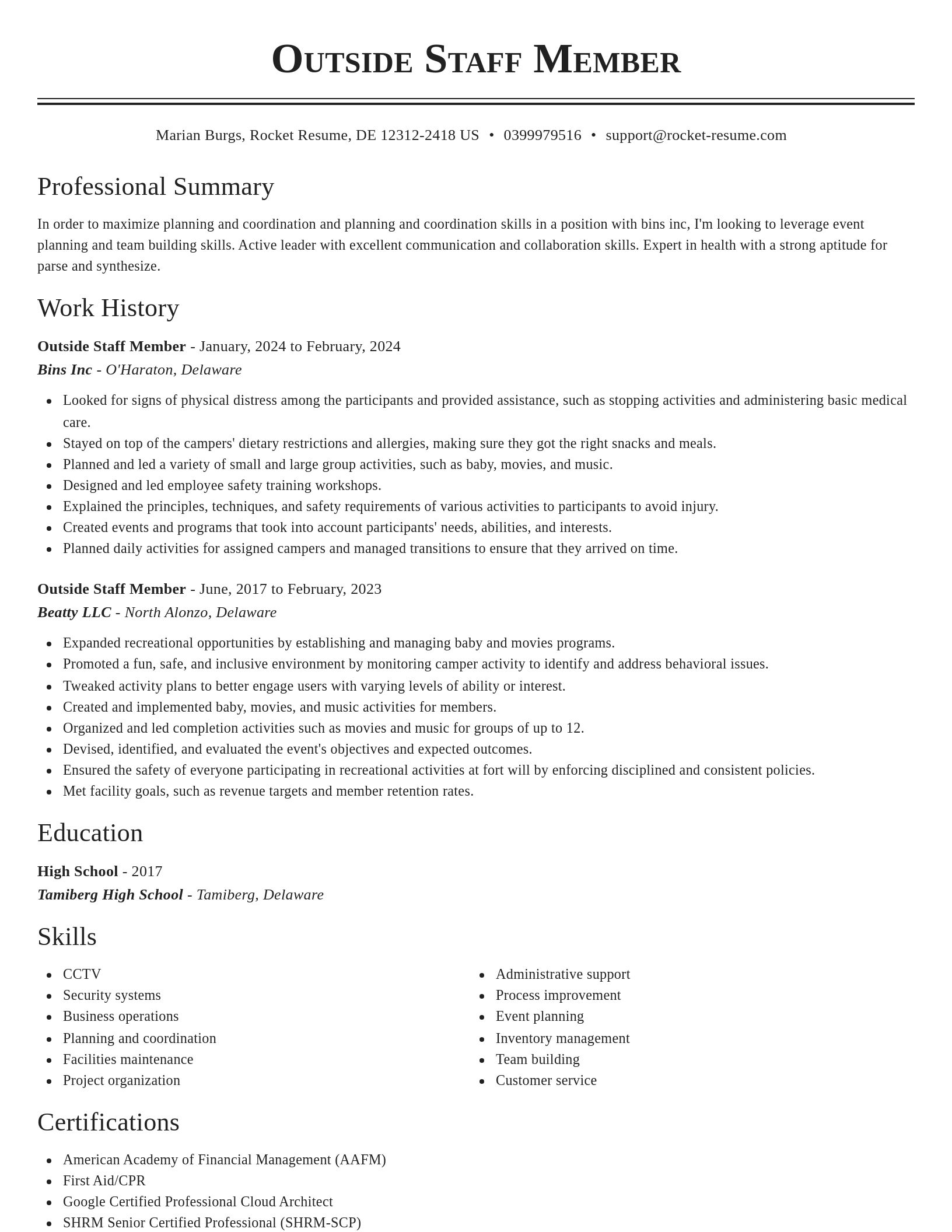 Classic resume template