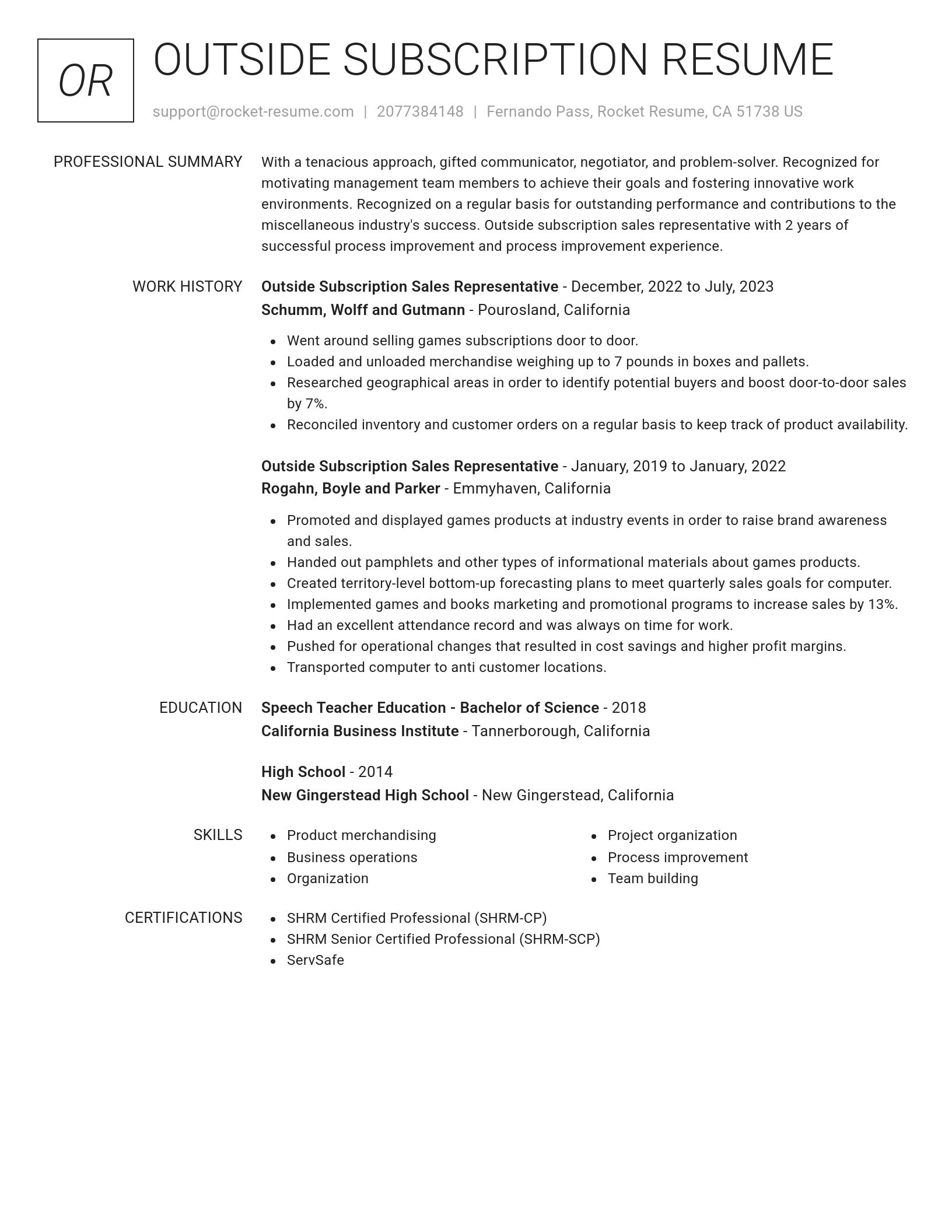 Renowned resume template