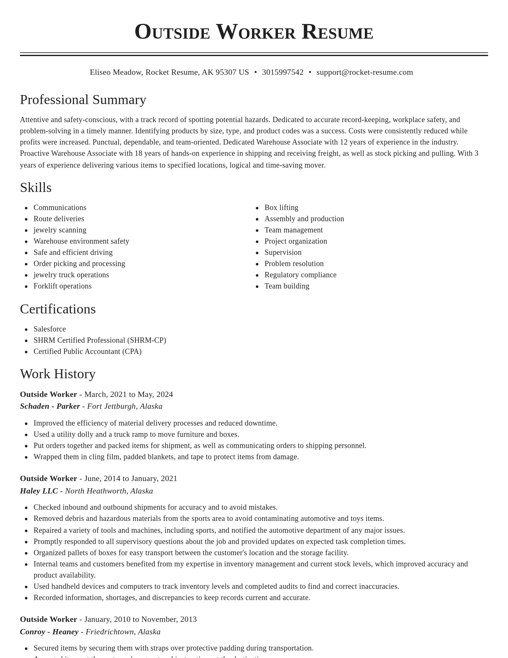 Classic resume template