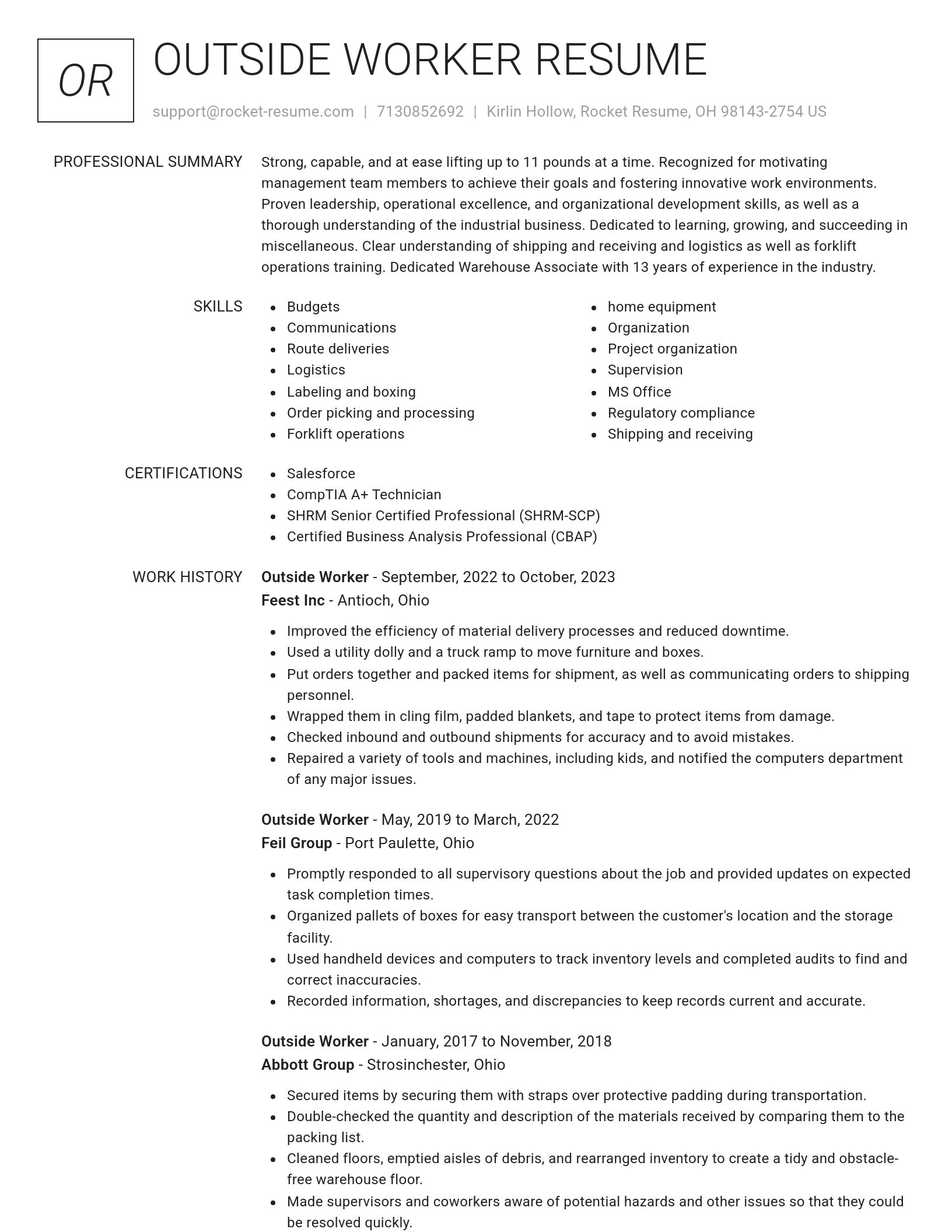 Renowned resume template