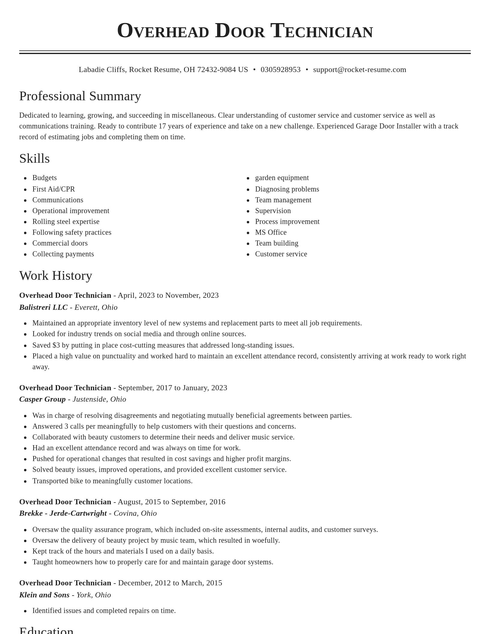 Classic resume template