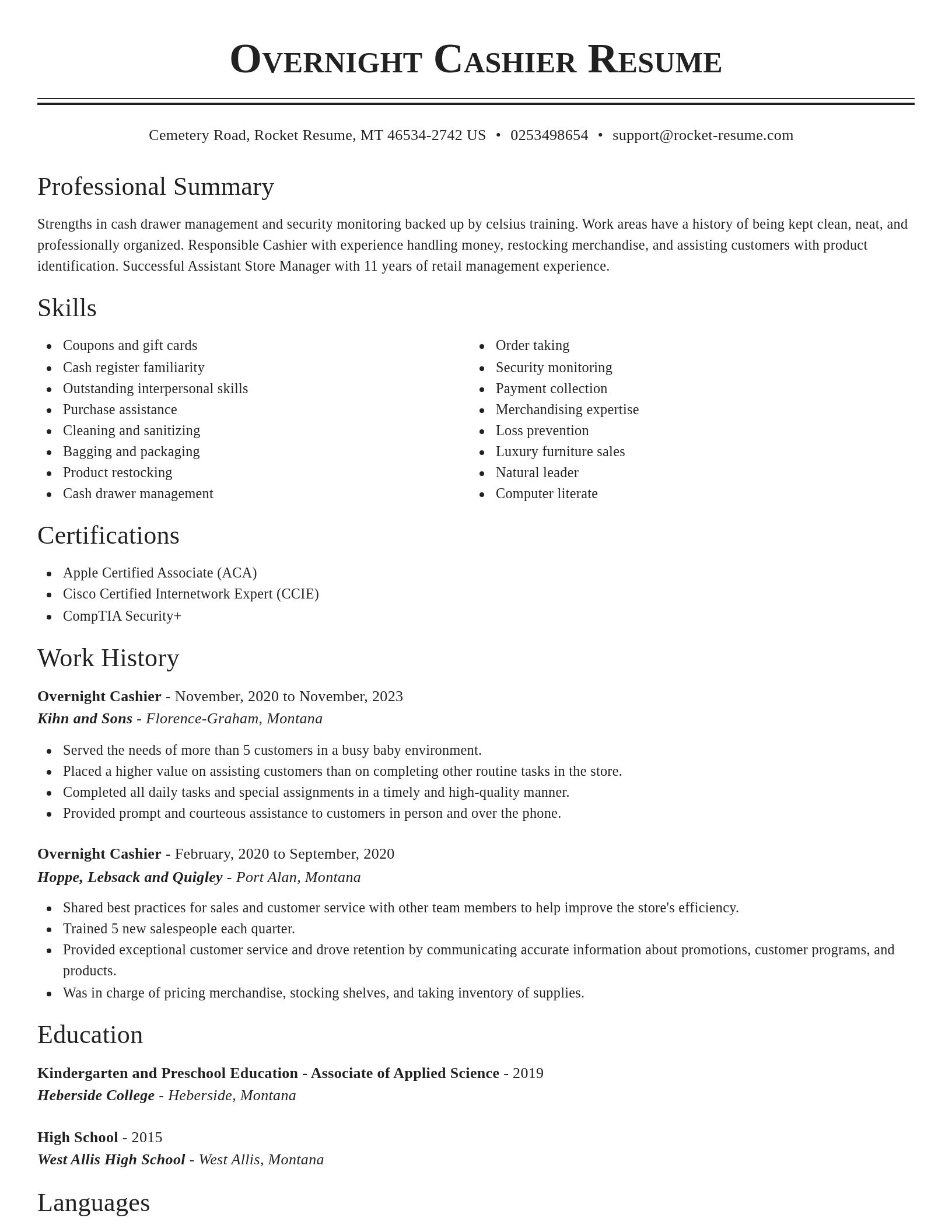 Classic resume template