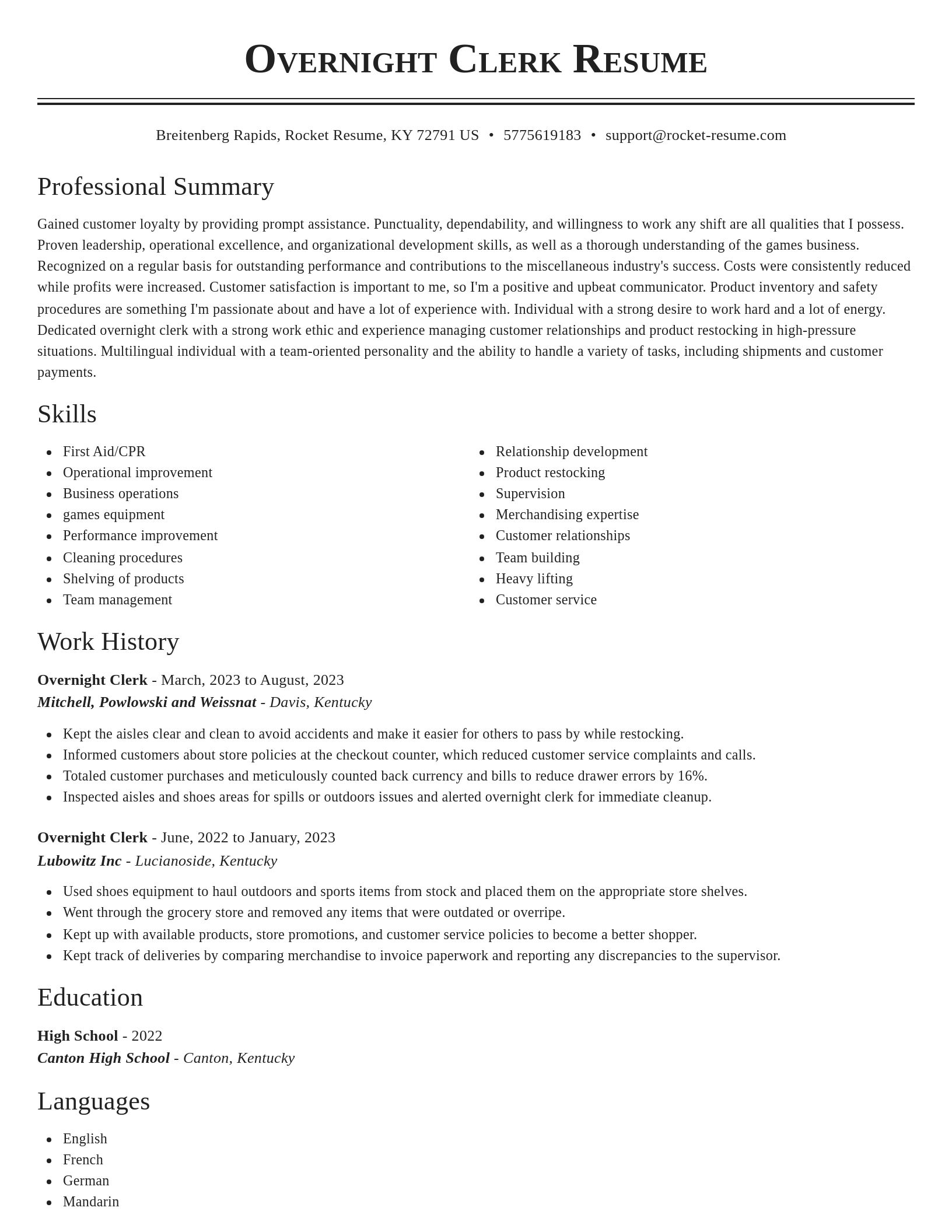 Classic resume template