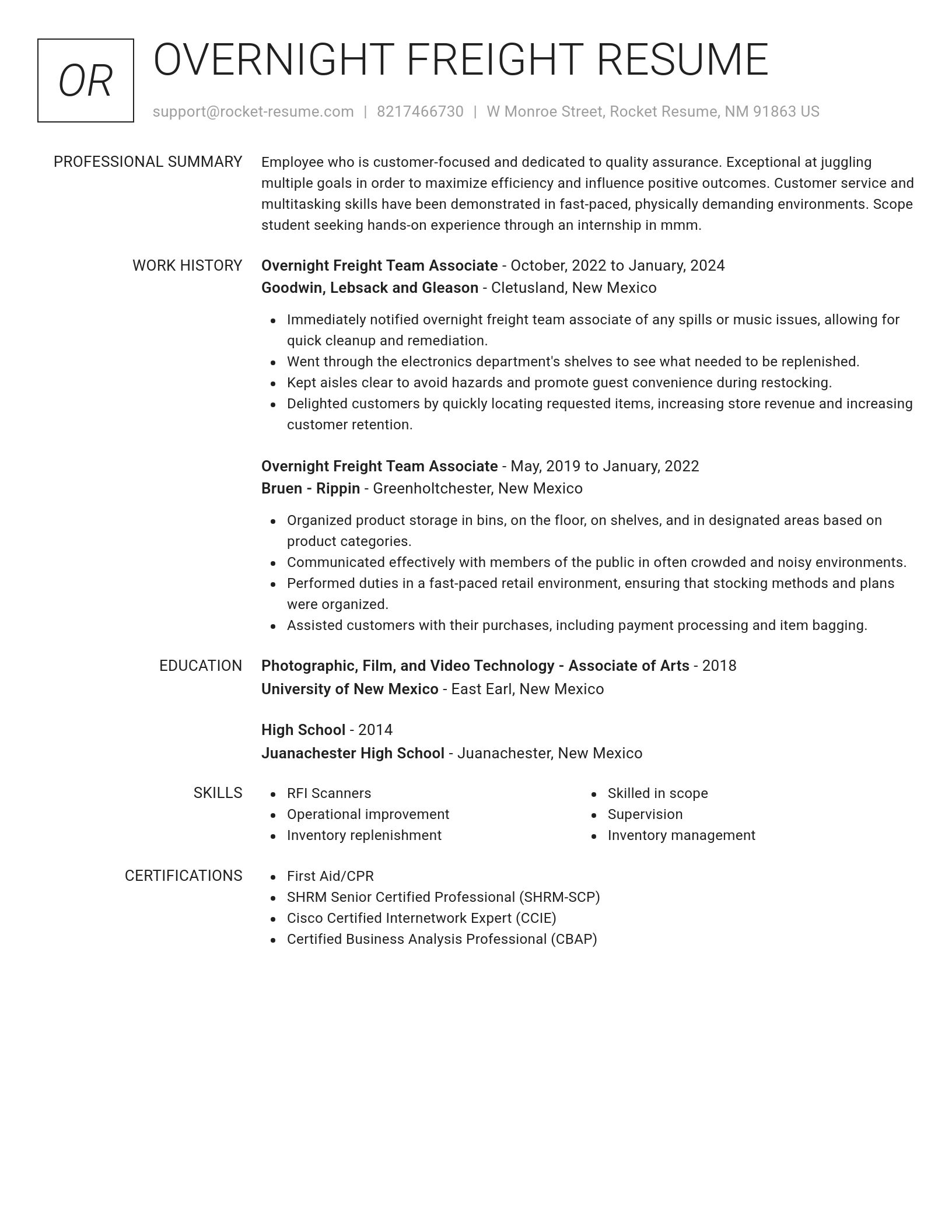 Renowned resume template