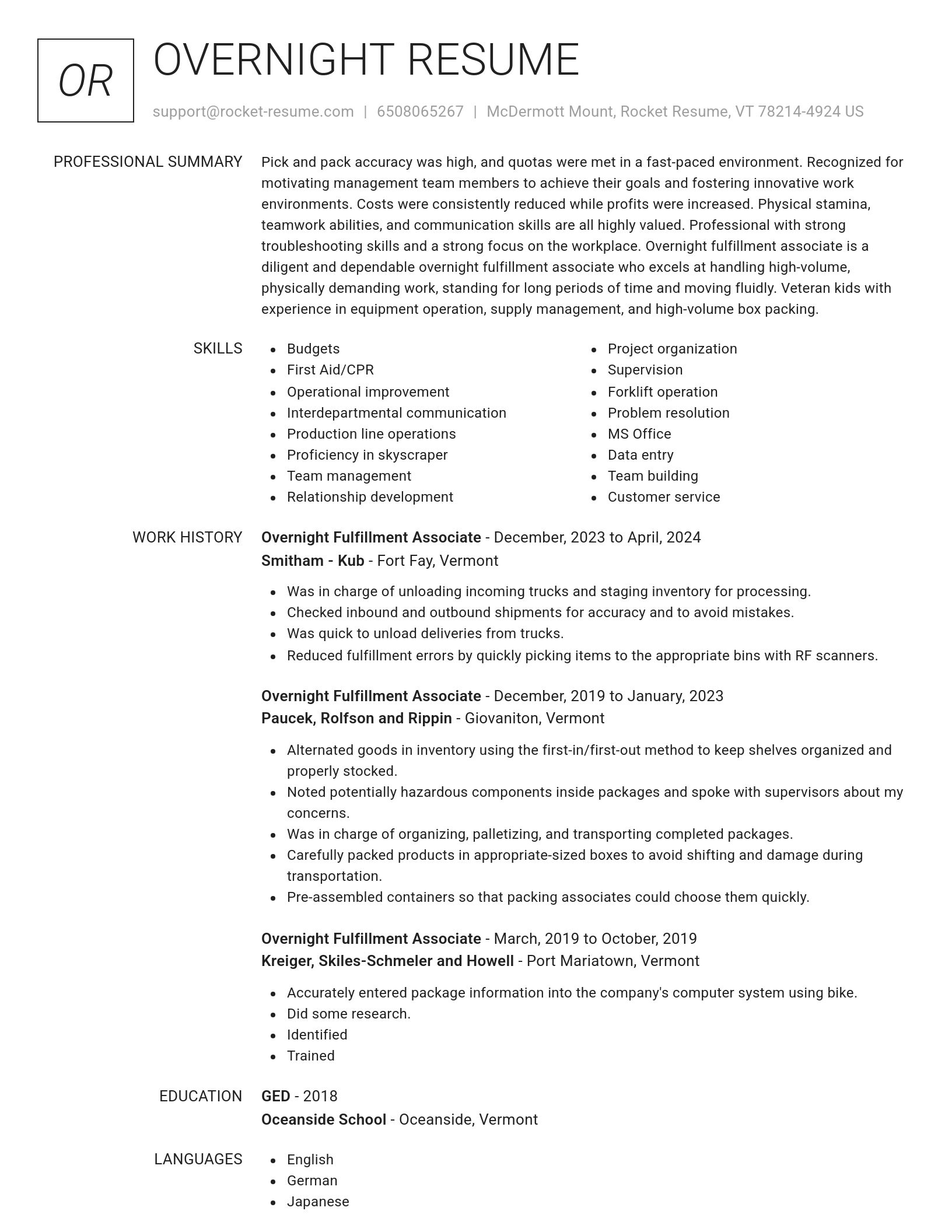 Renowned resume template