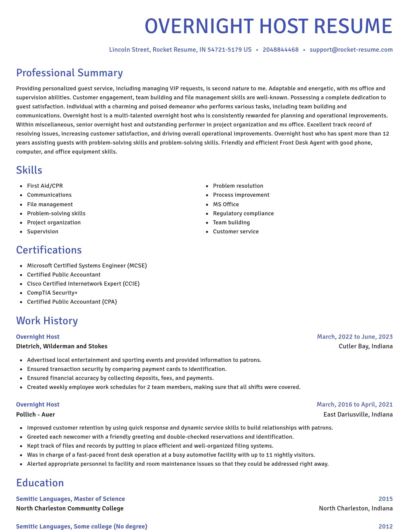 Novel resume template