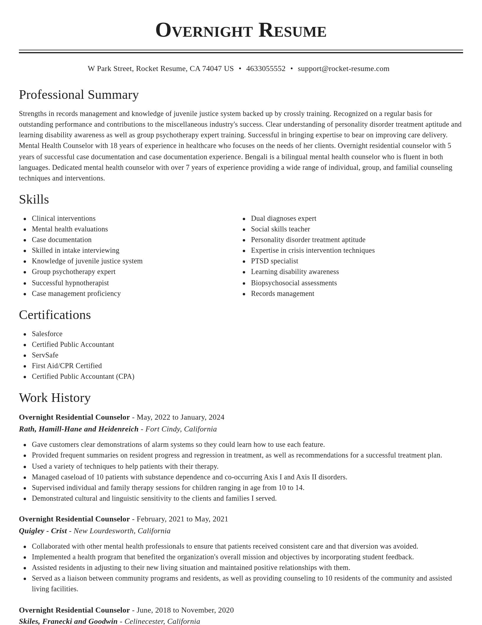 Classic resume template