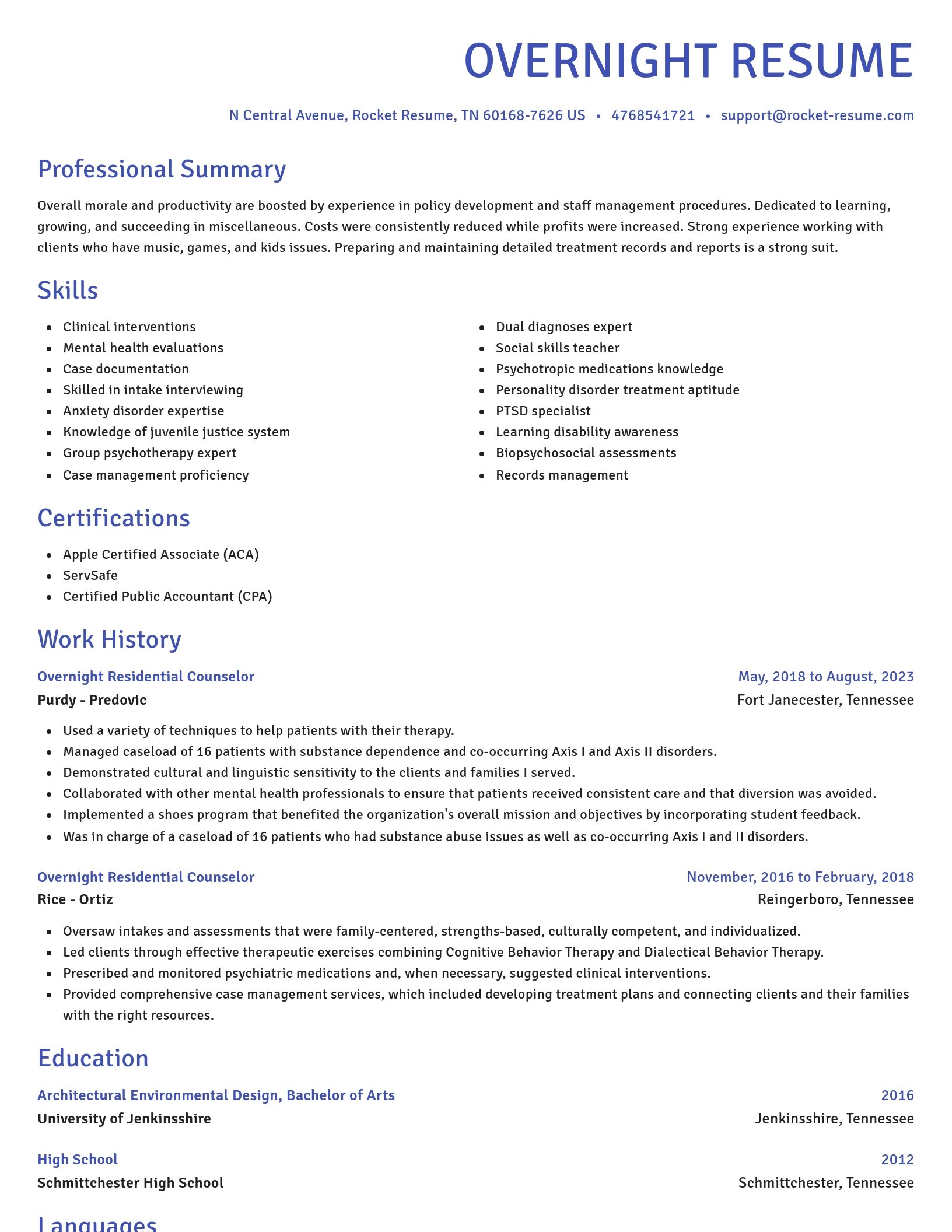 Novel resume template