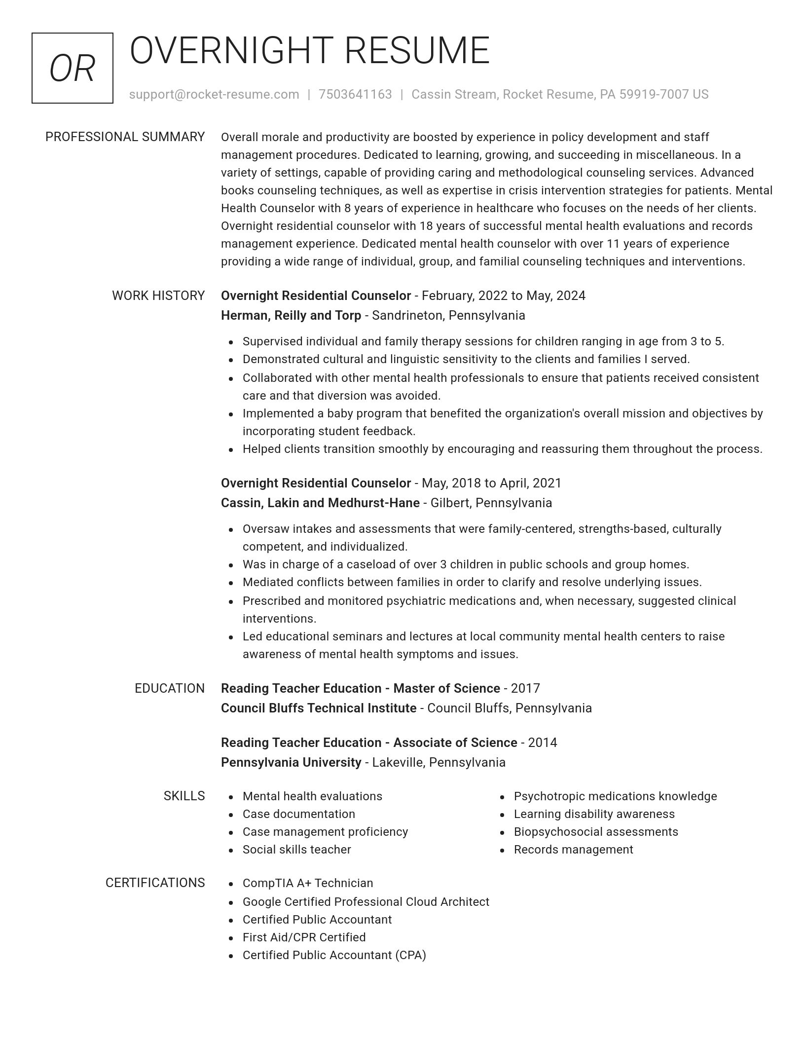 Renowned resume template