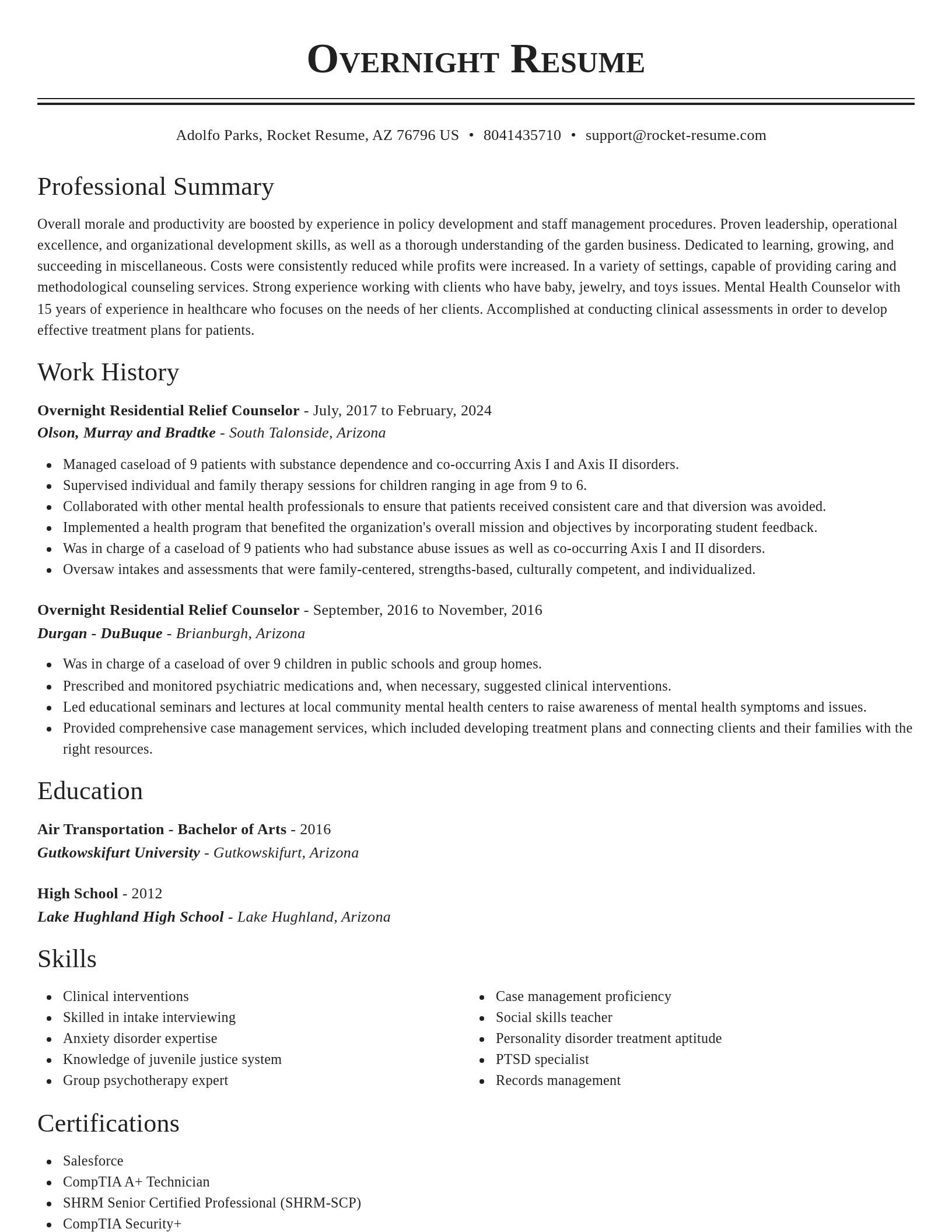 Classic resume template