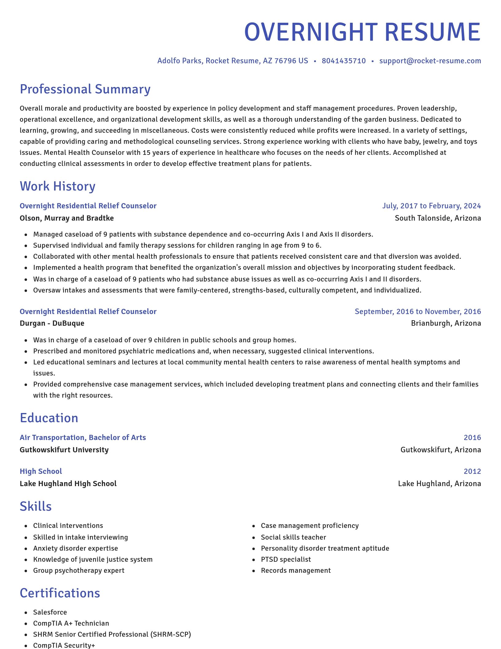 Novel resume template