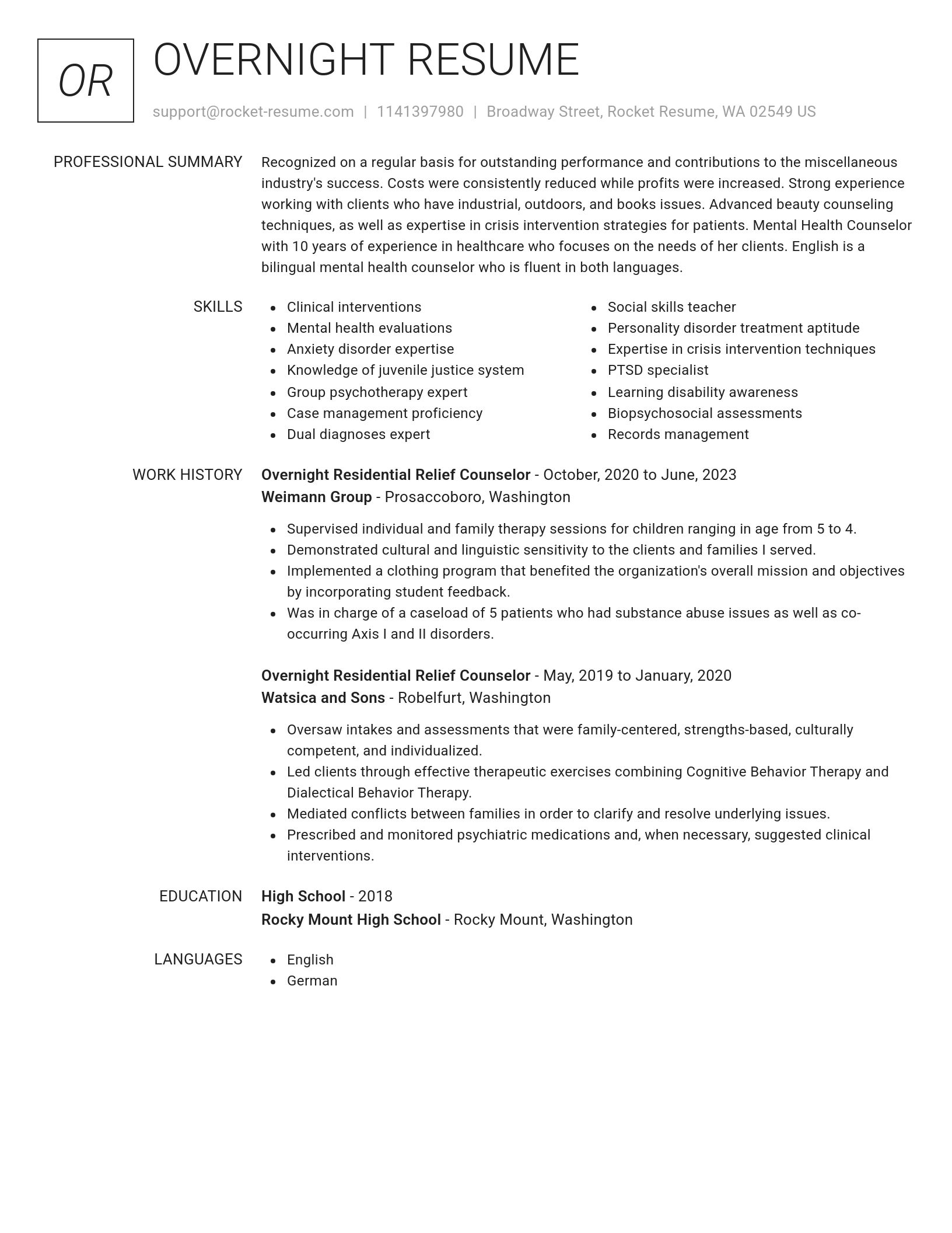 Renowned resume template