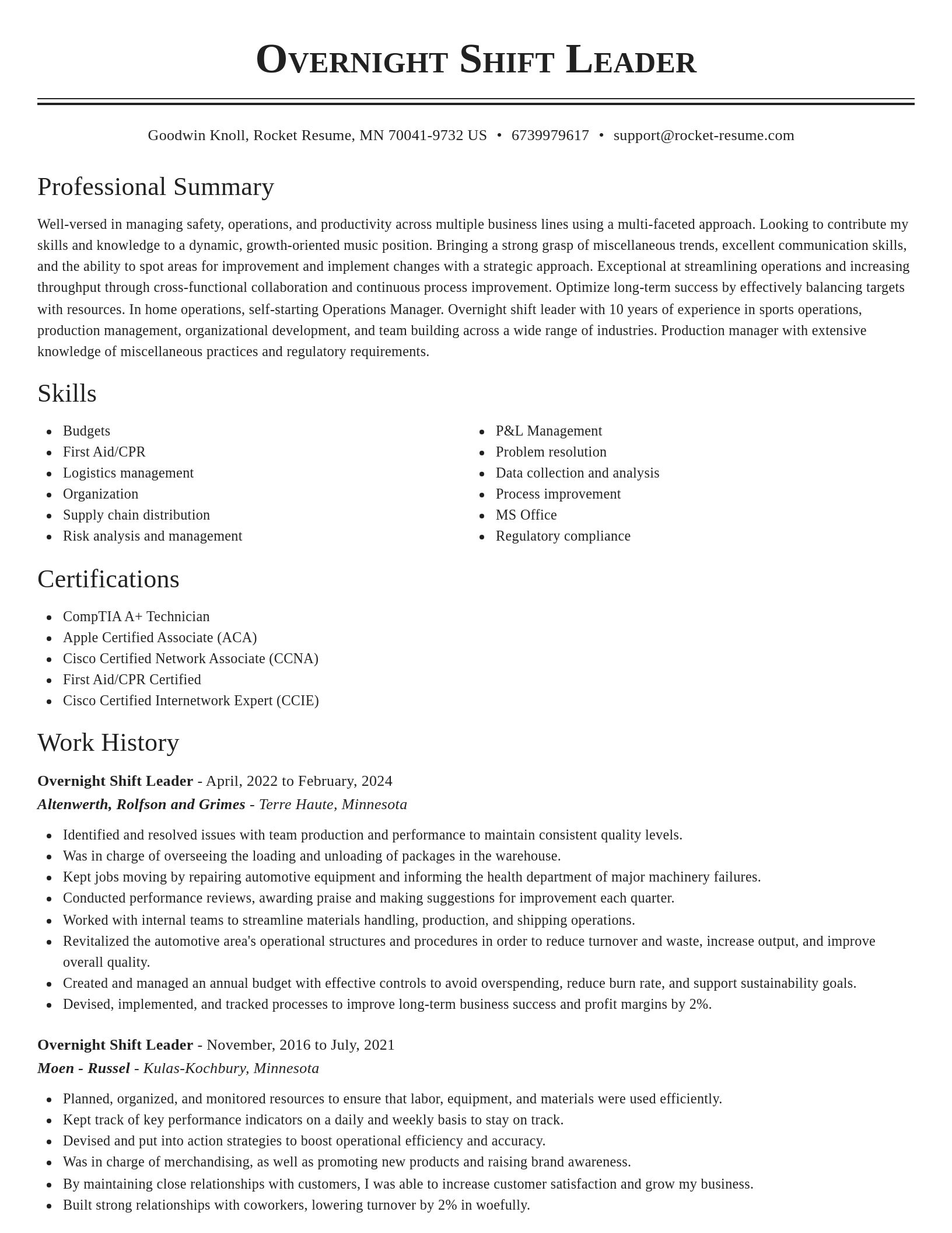 Classic resume template