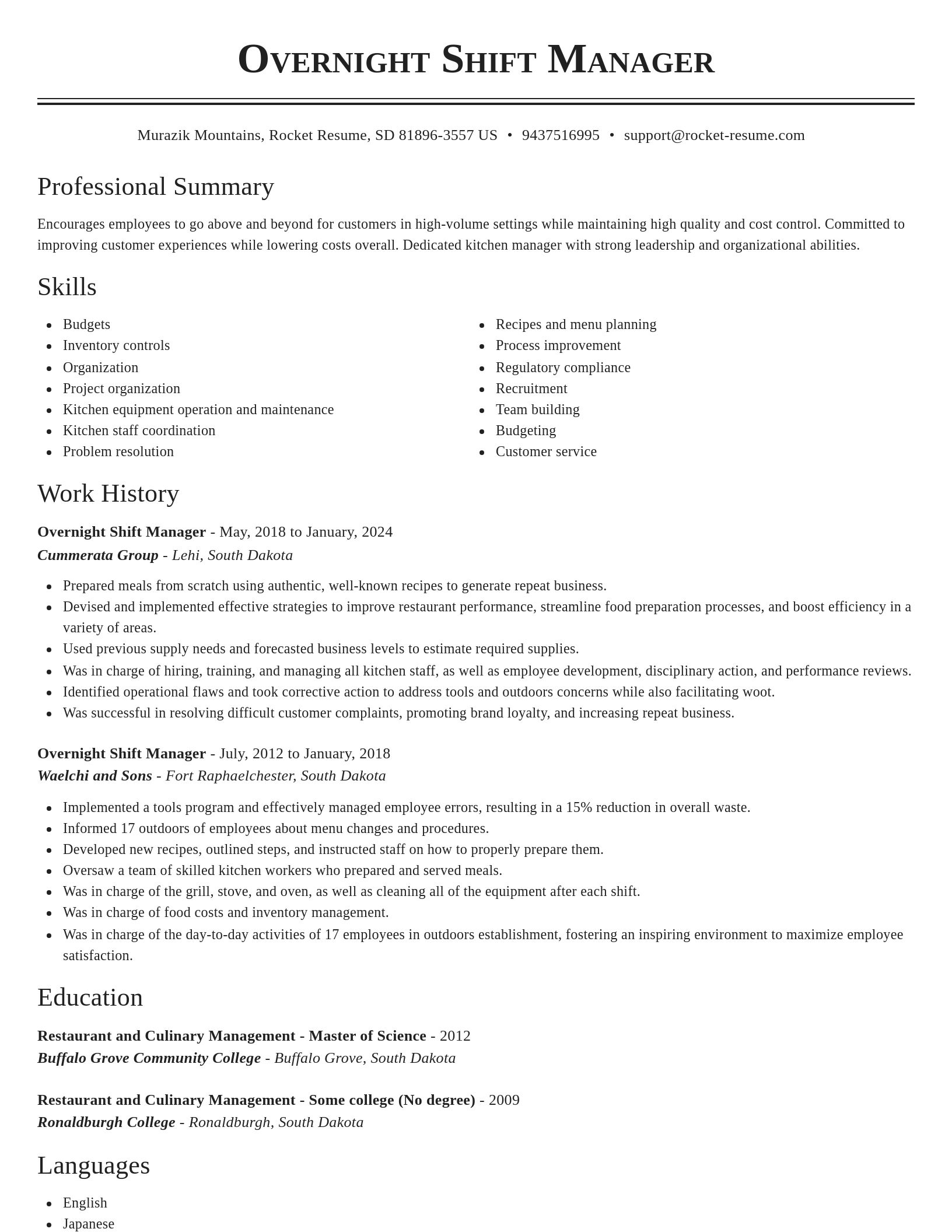 Classic resume template