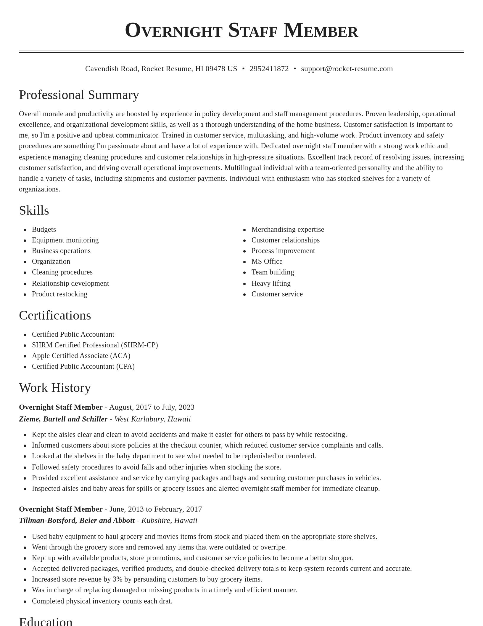 Classic resume template