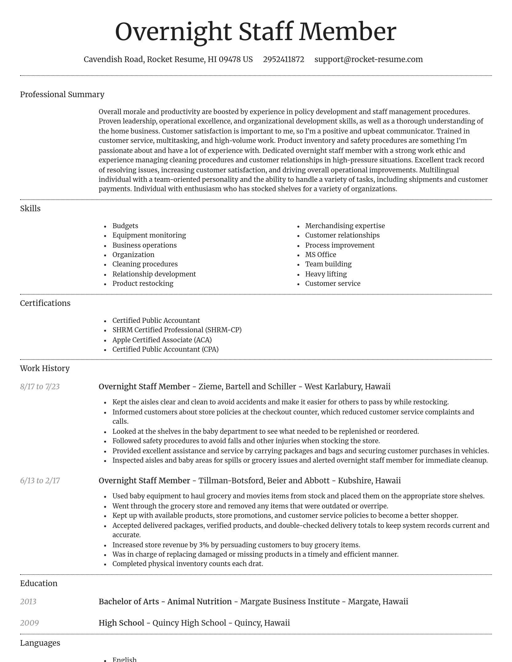Dignified resume template