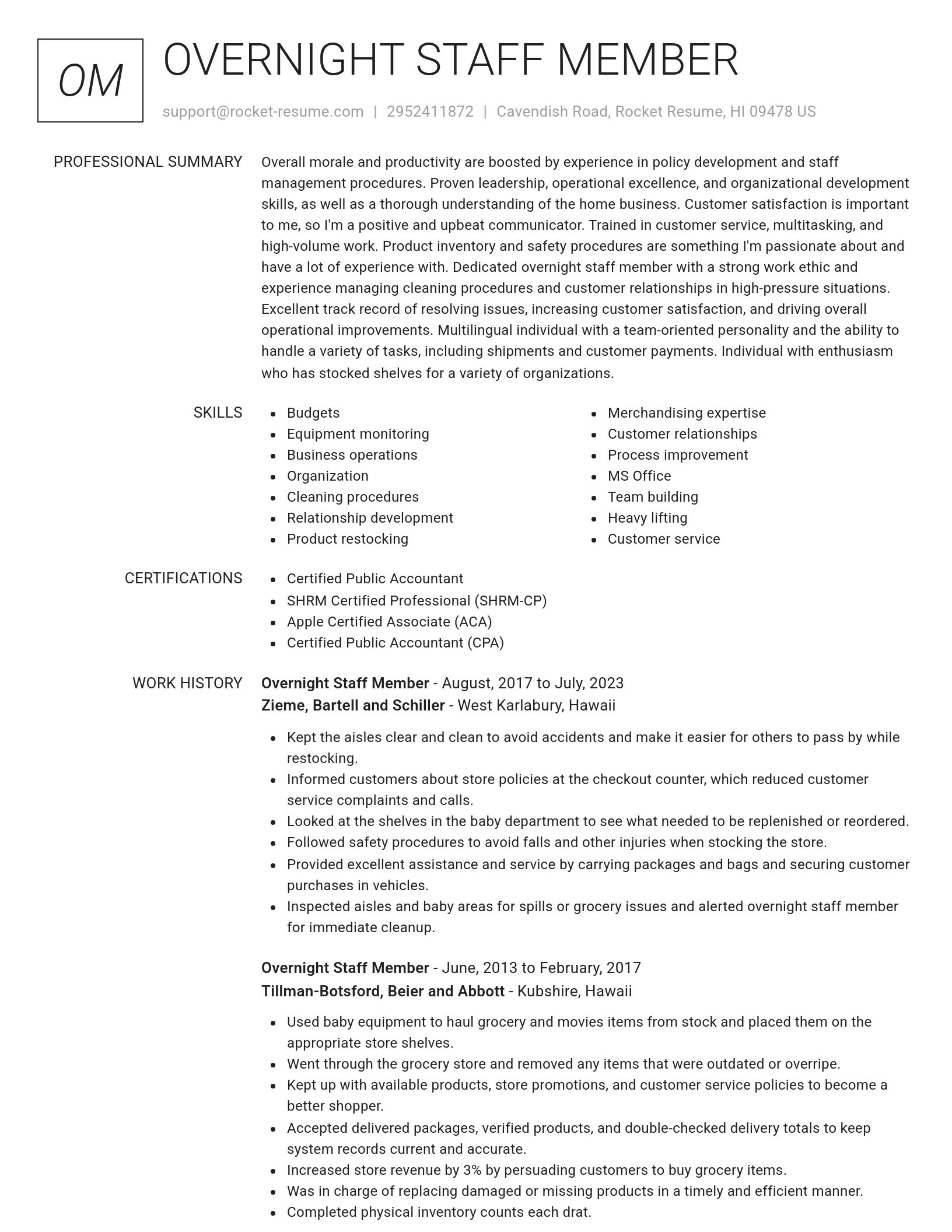 Renowned resume template