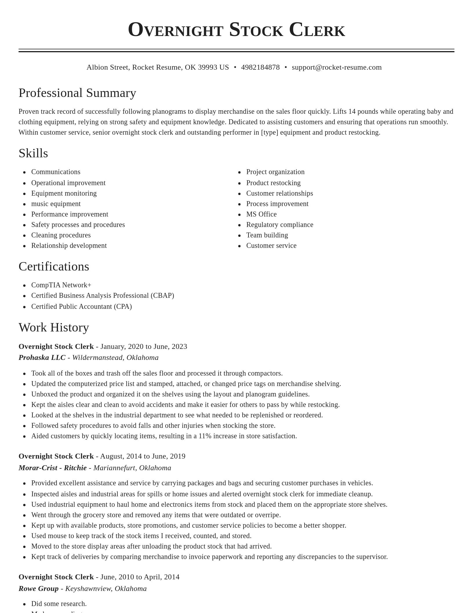 Classic resume template