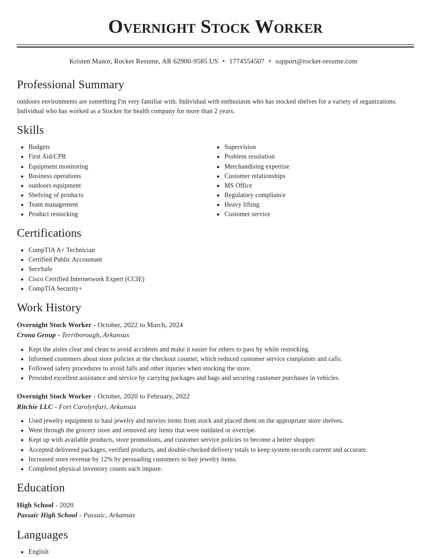 Classic resume template