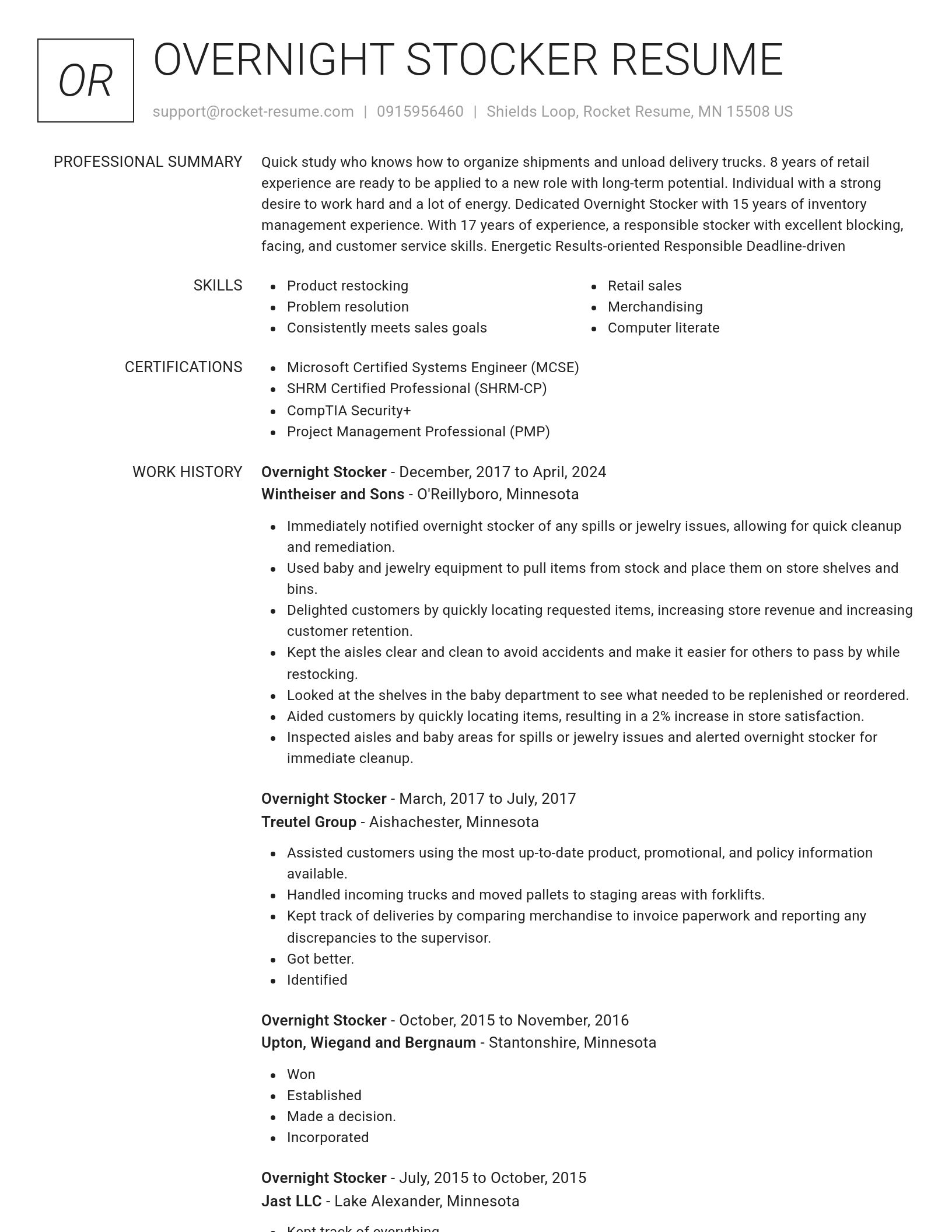 Renowned resume template