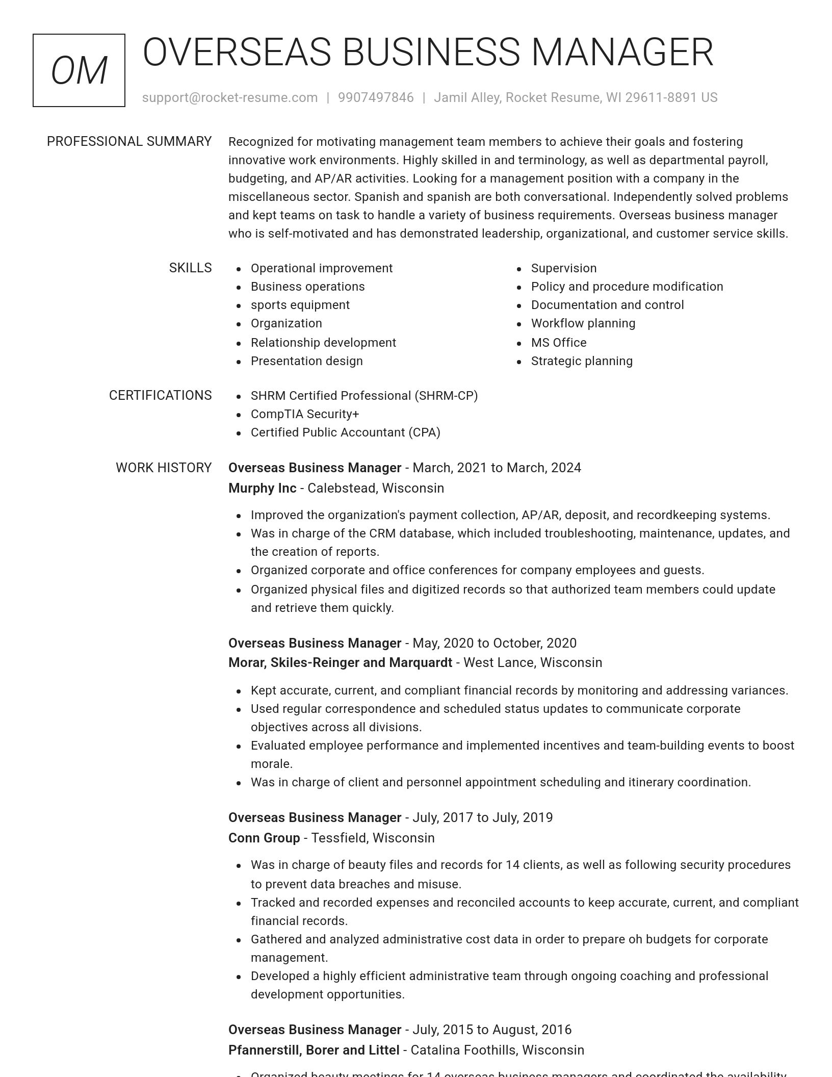 Renowned resume template