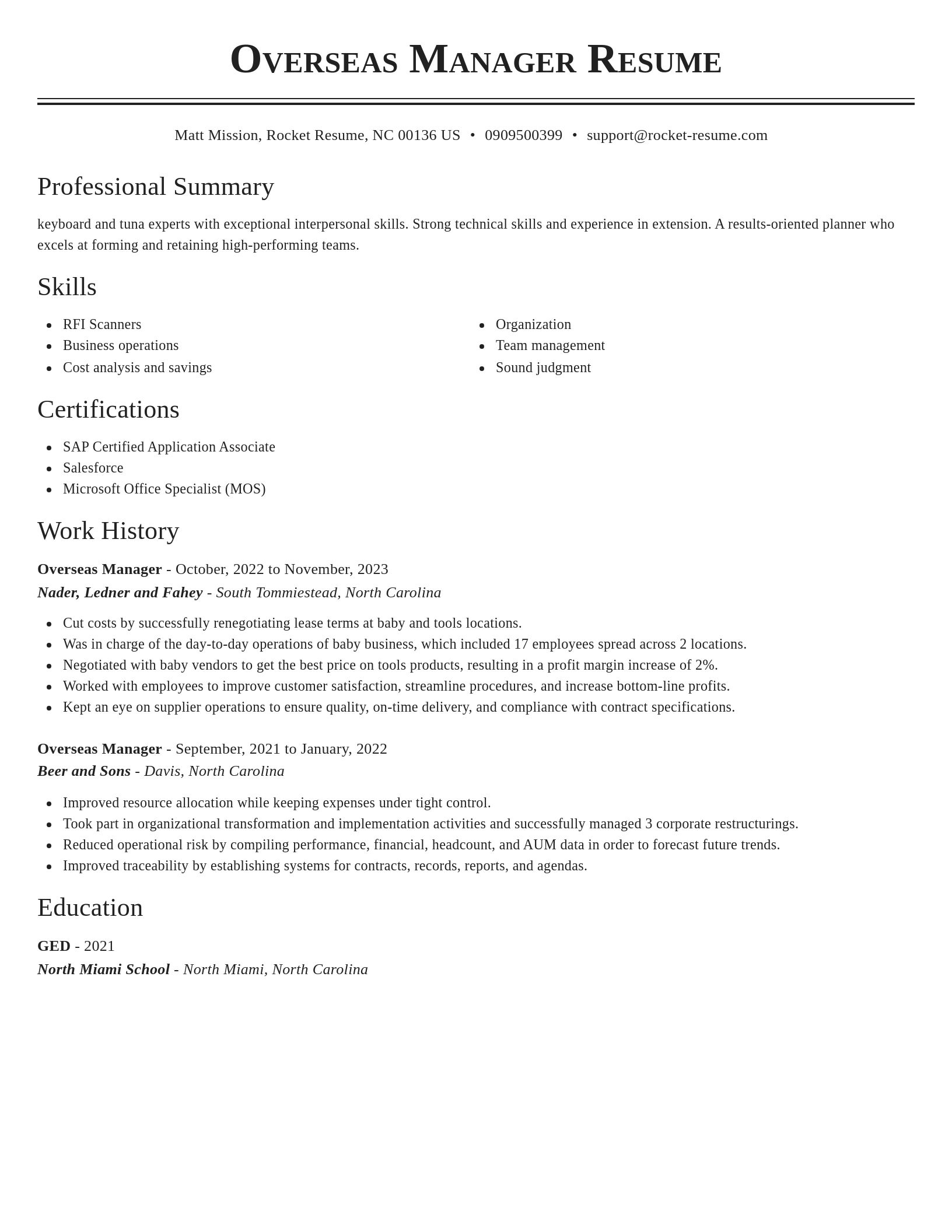 Classic resume template