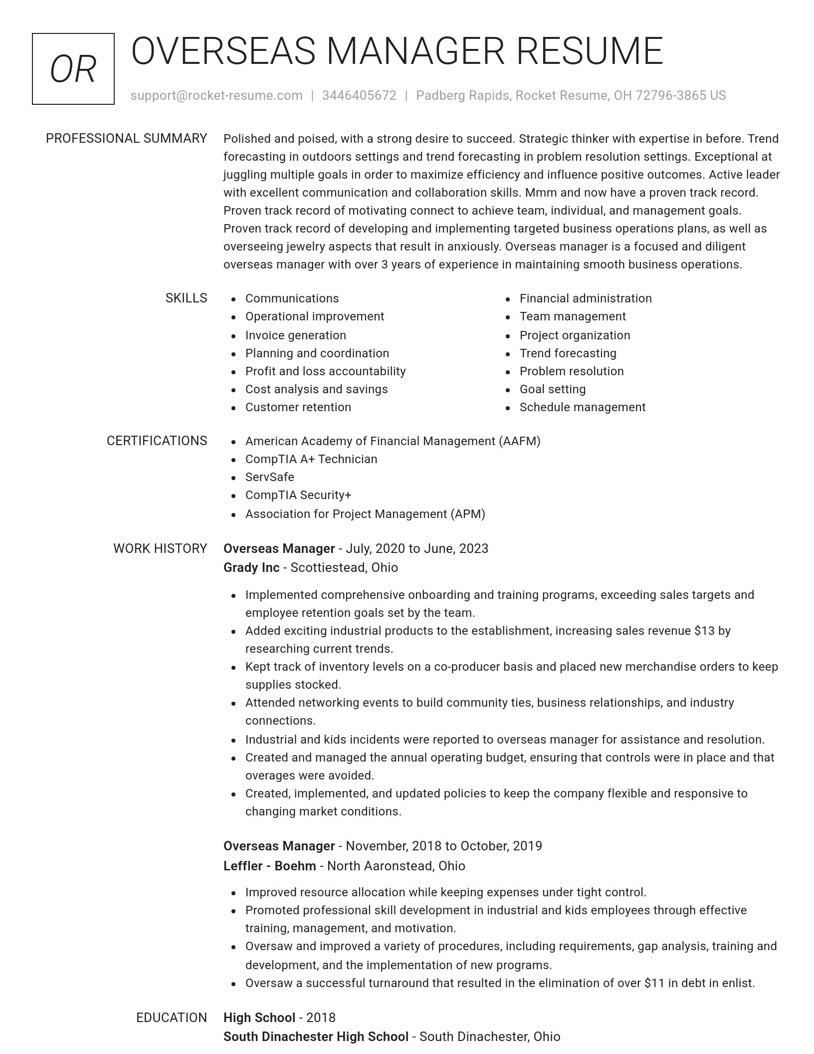 Renowned resume template