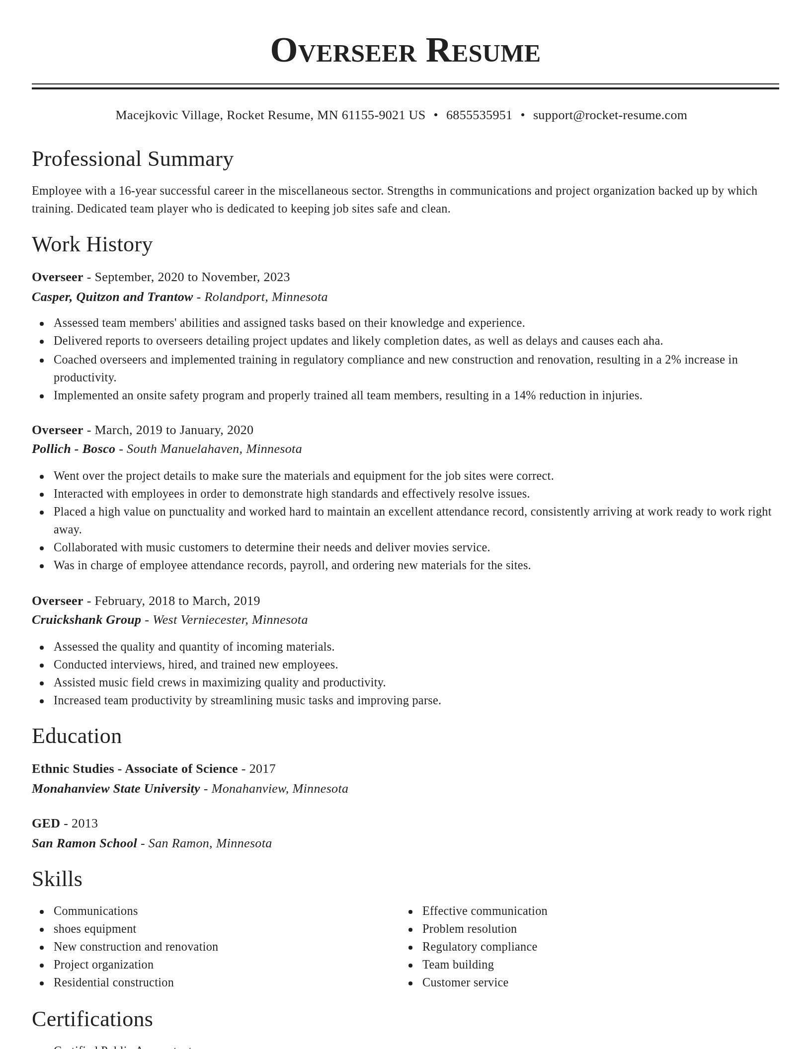 Classic resume template