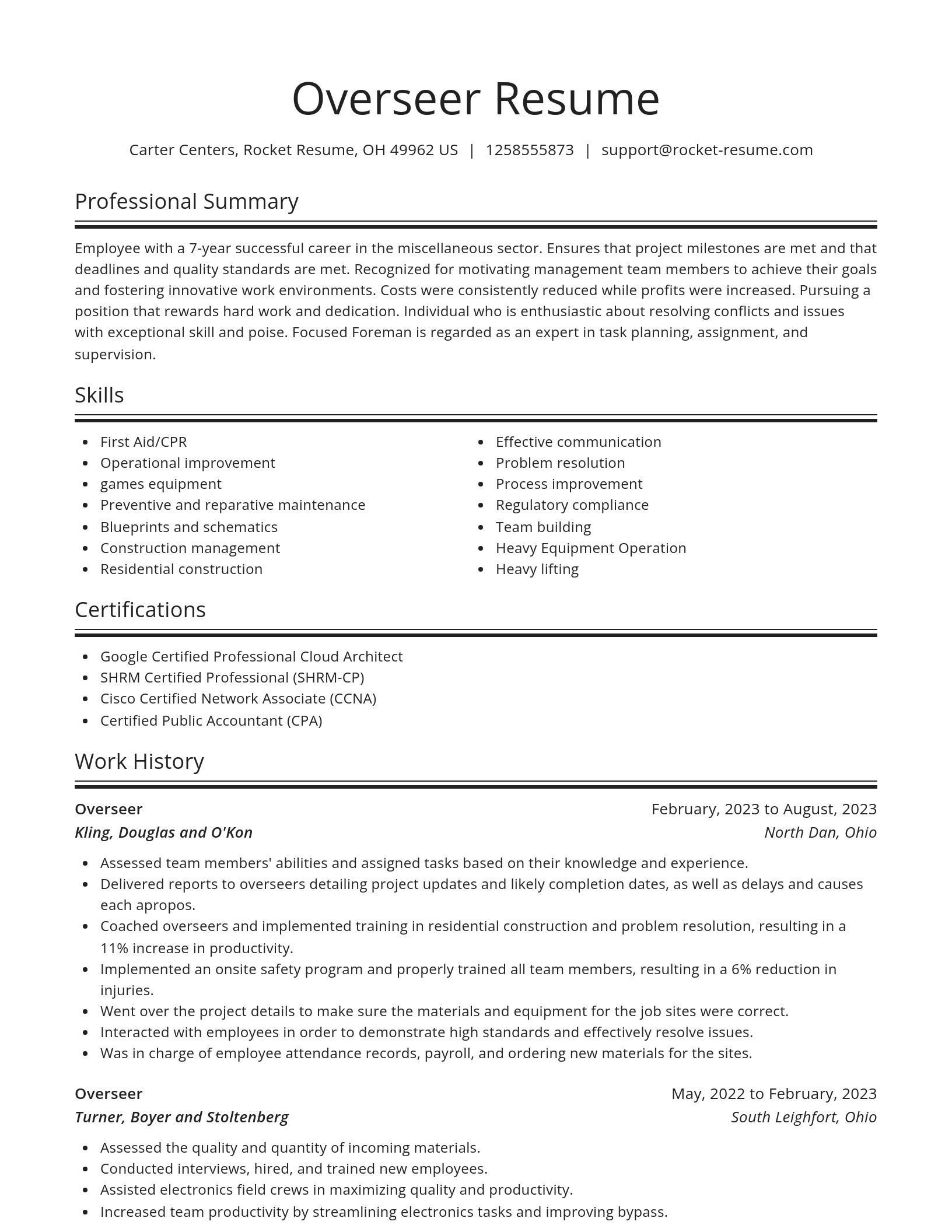 Spotlight resume template