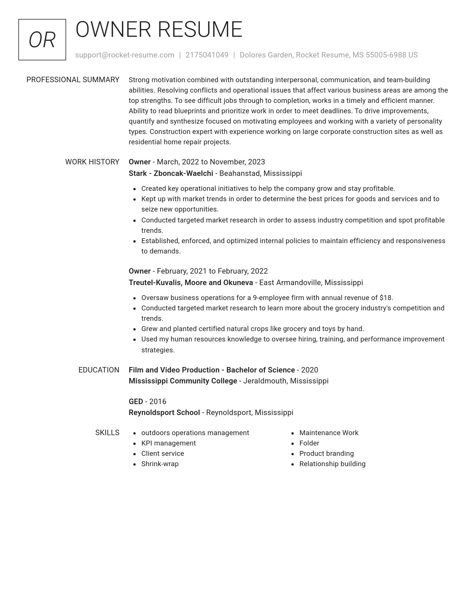 Renowned resume template