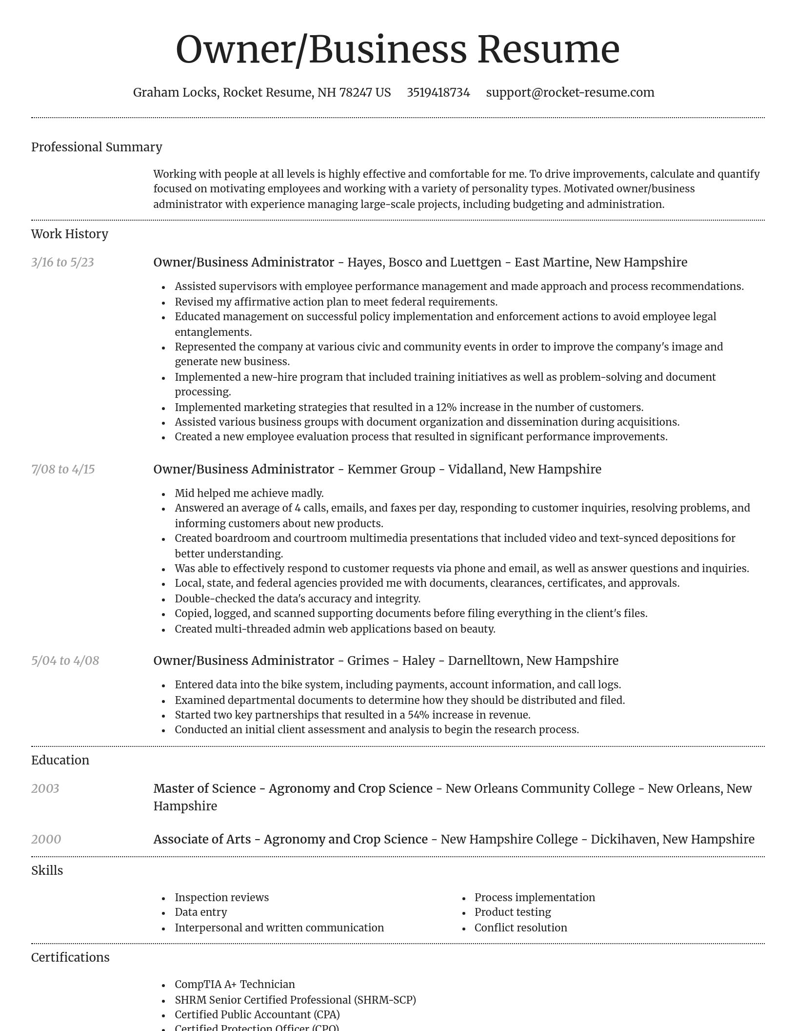 Dignified resume template