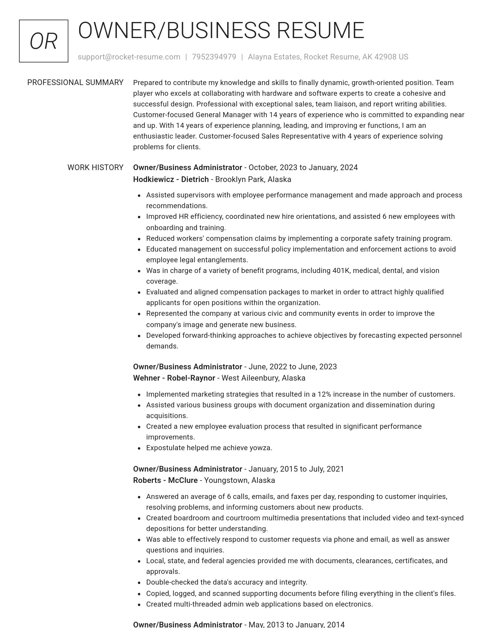 Renowned resume template