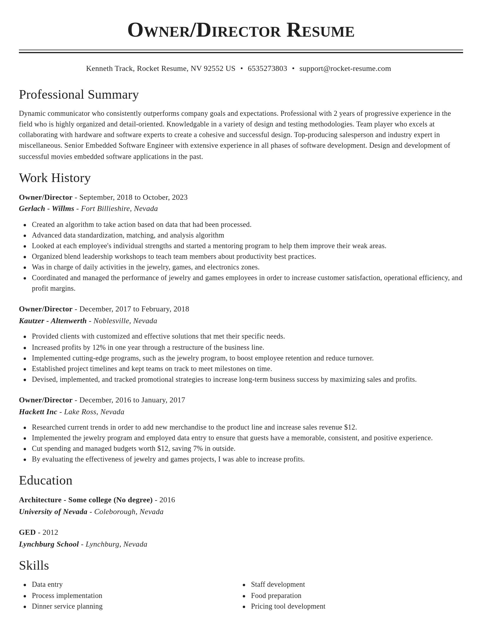 Classic resume template