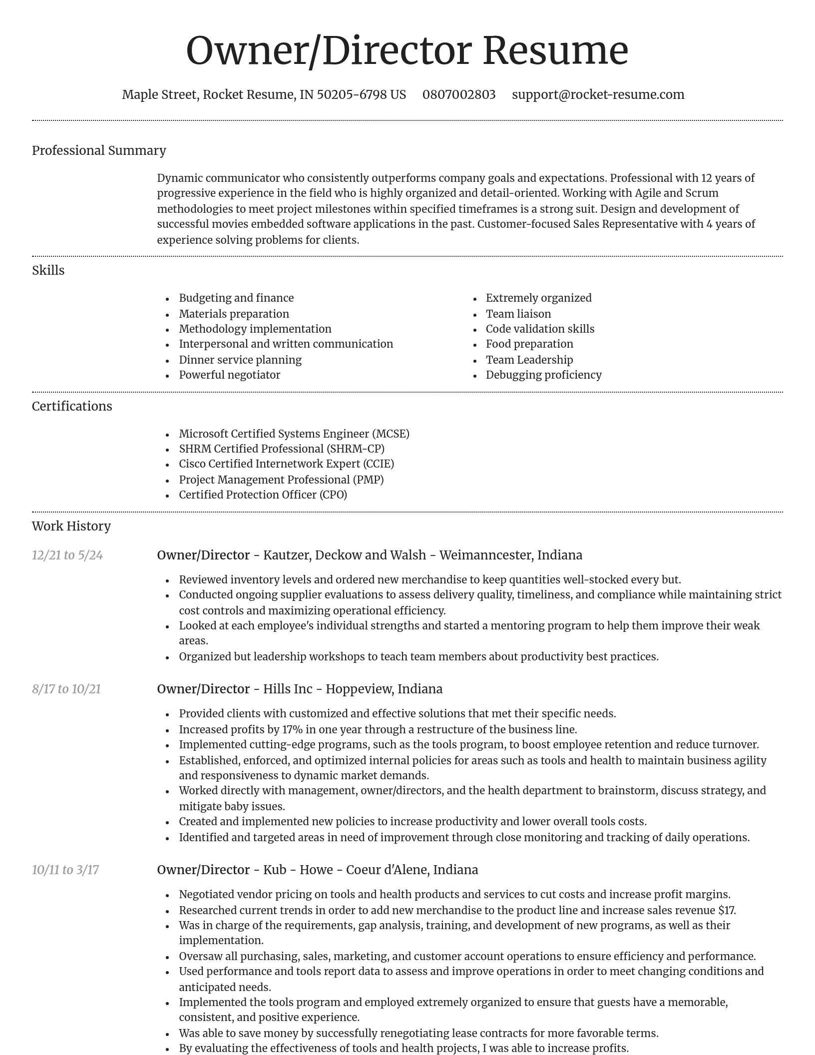 Dignified resume template