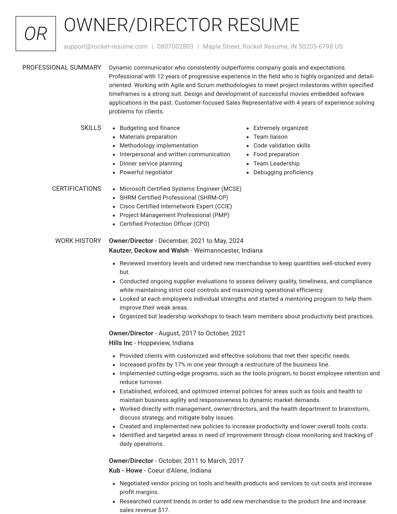 Renowned resume template