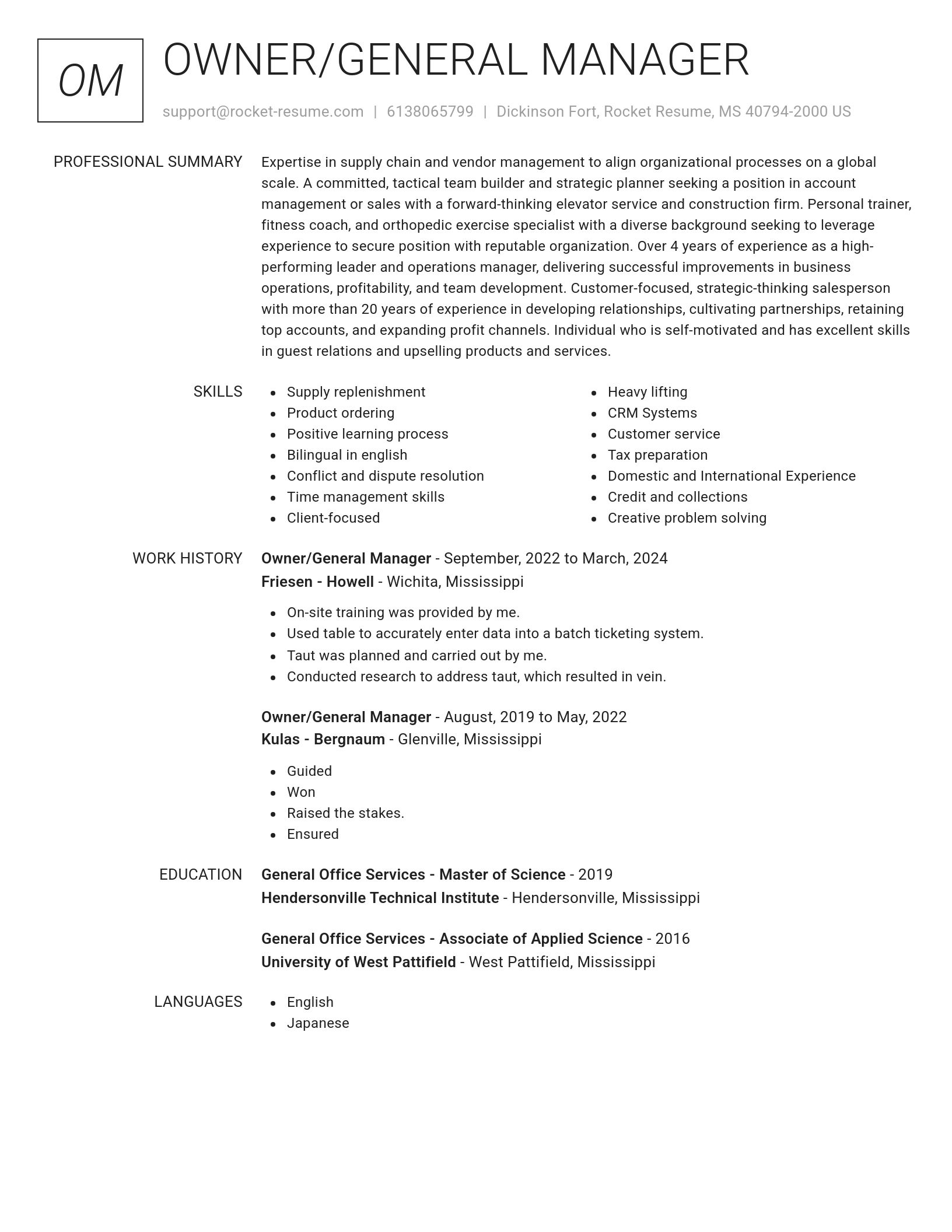 Renowned resume template