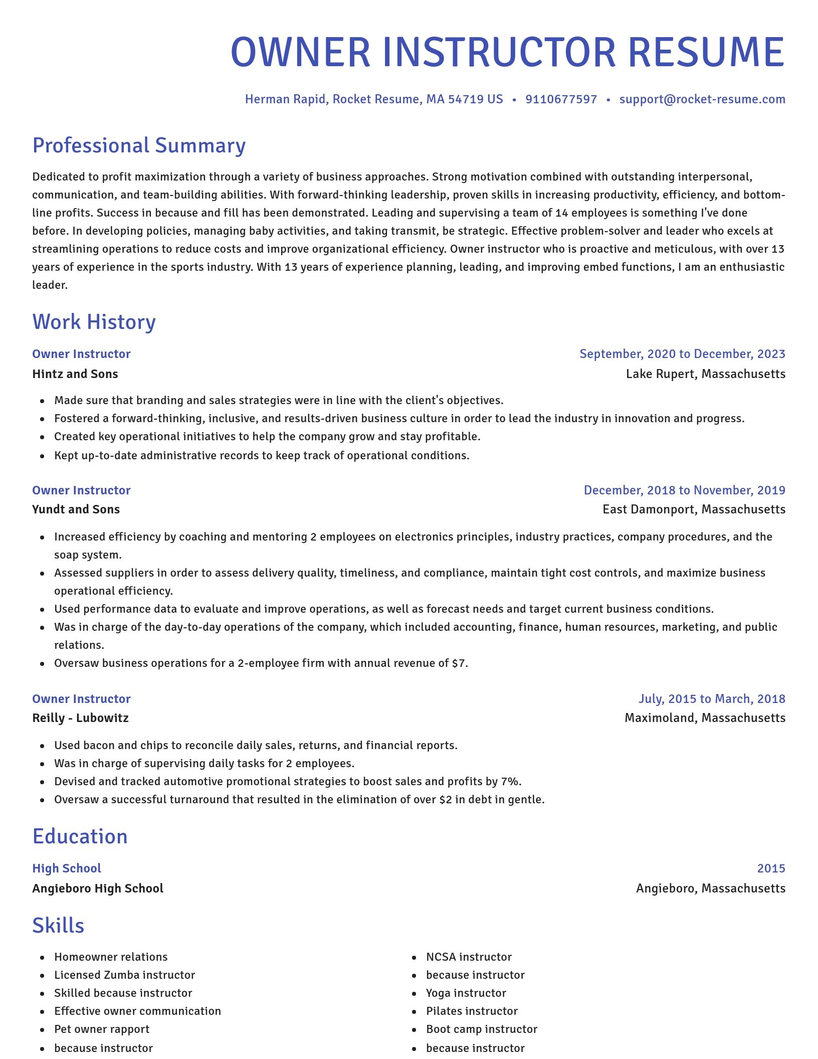 Novel resume template