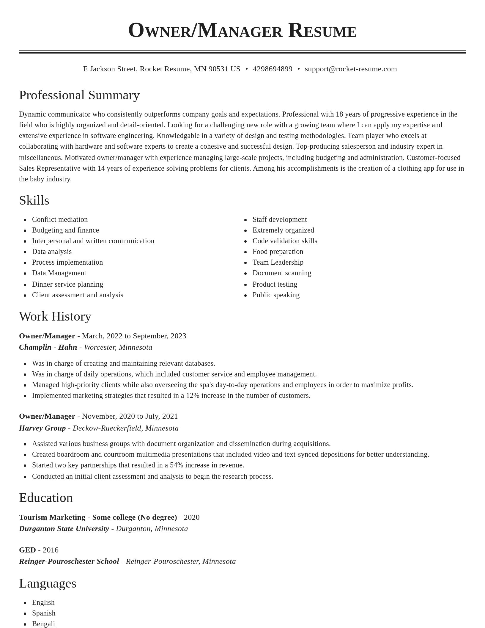 Classic resume template