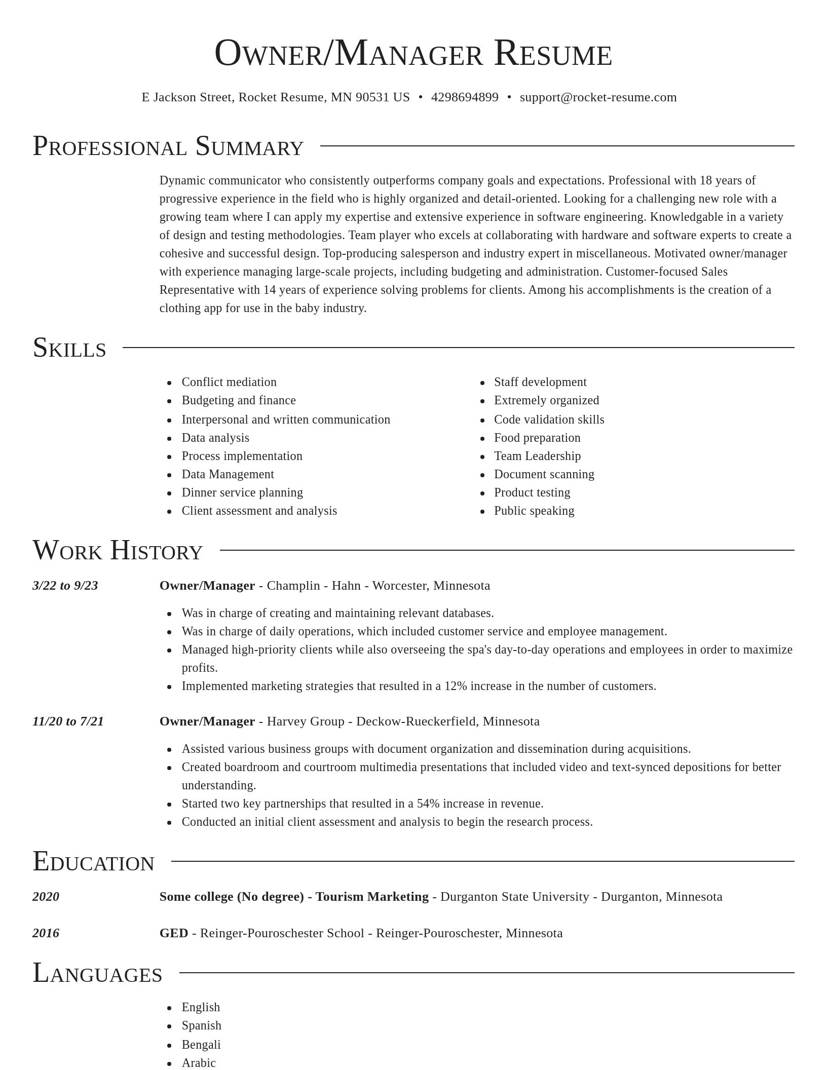 Director resume template