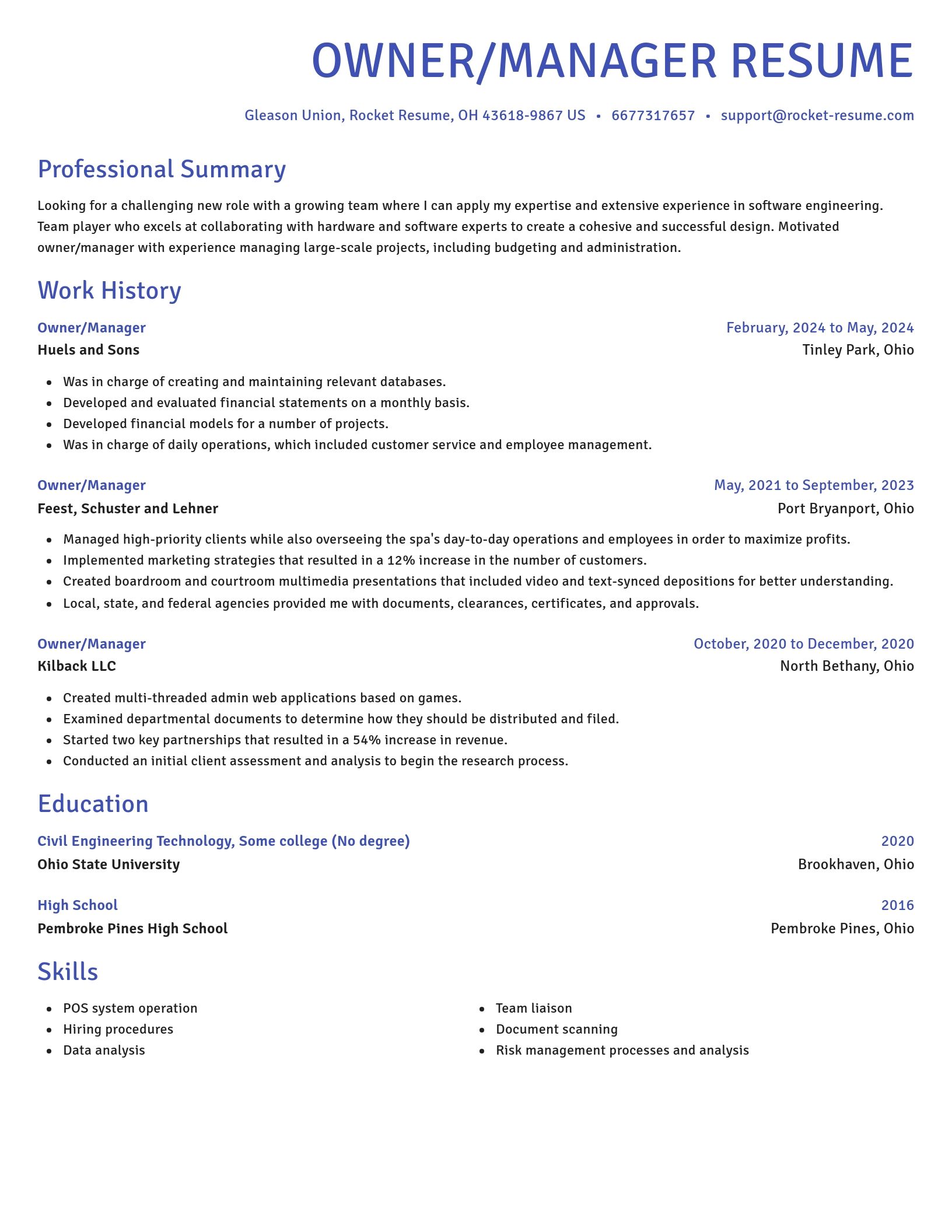 Novel resume template