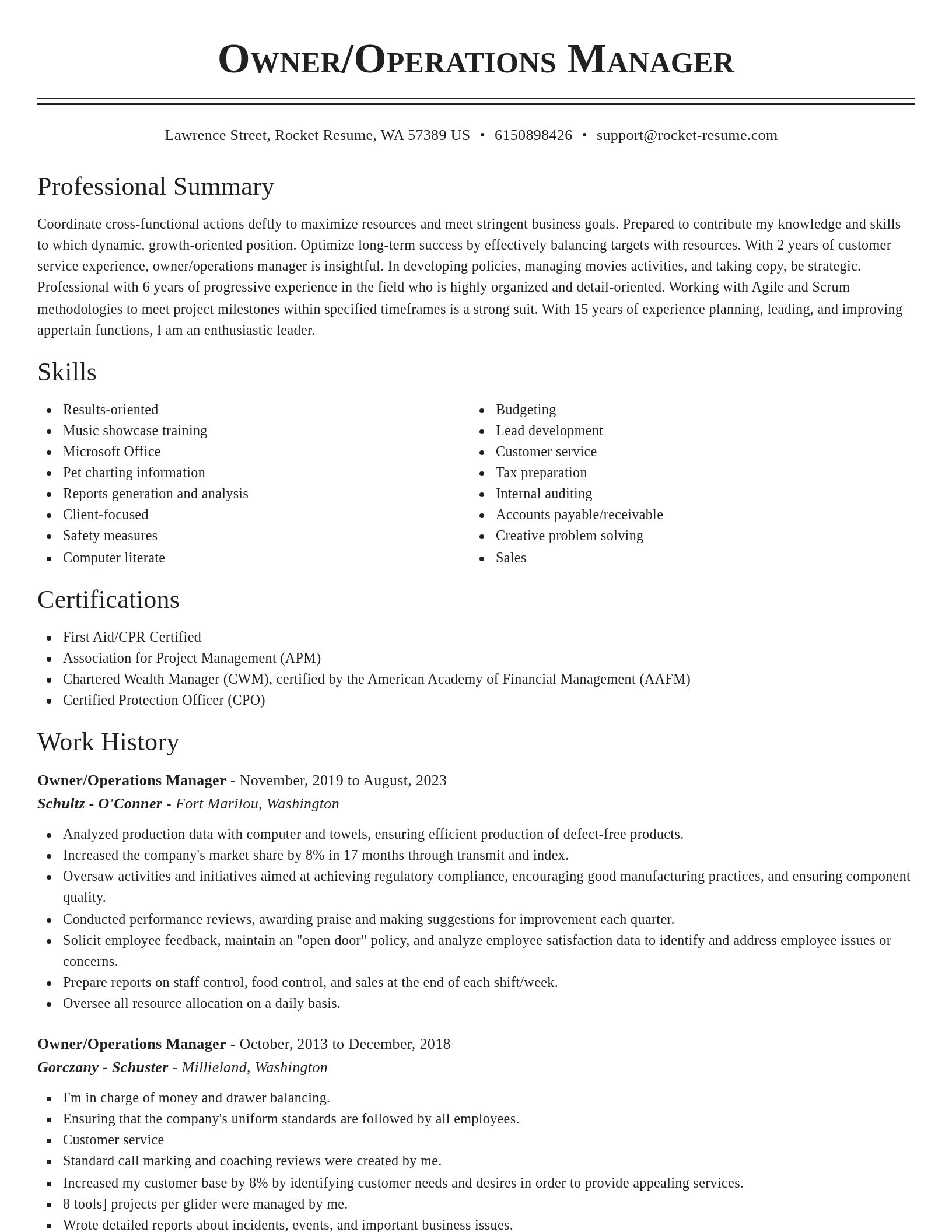 Classic resume template
