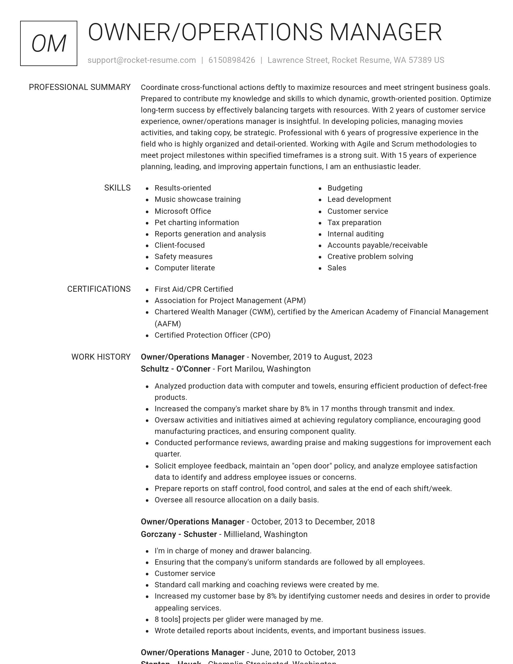 Renowned resume template