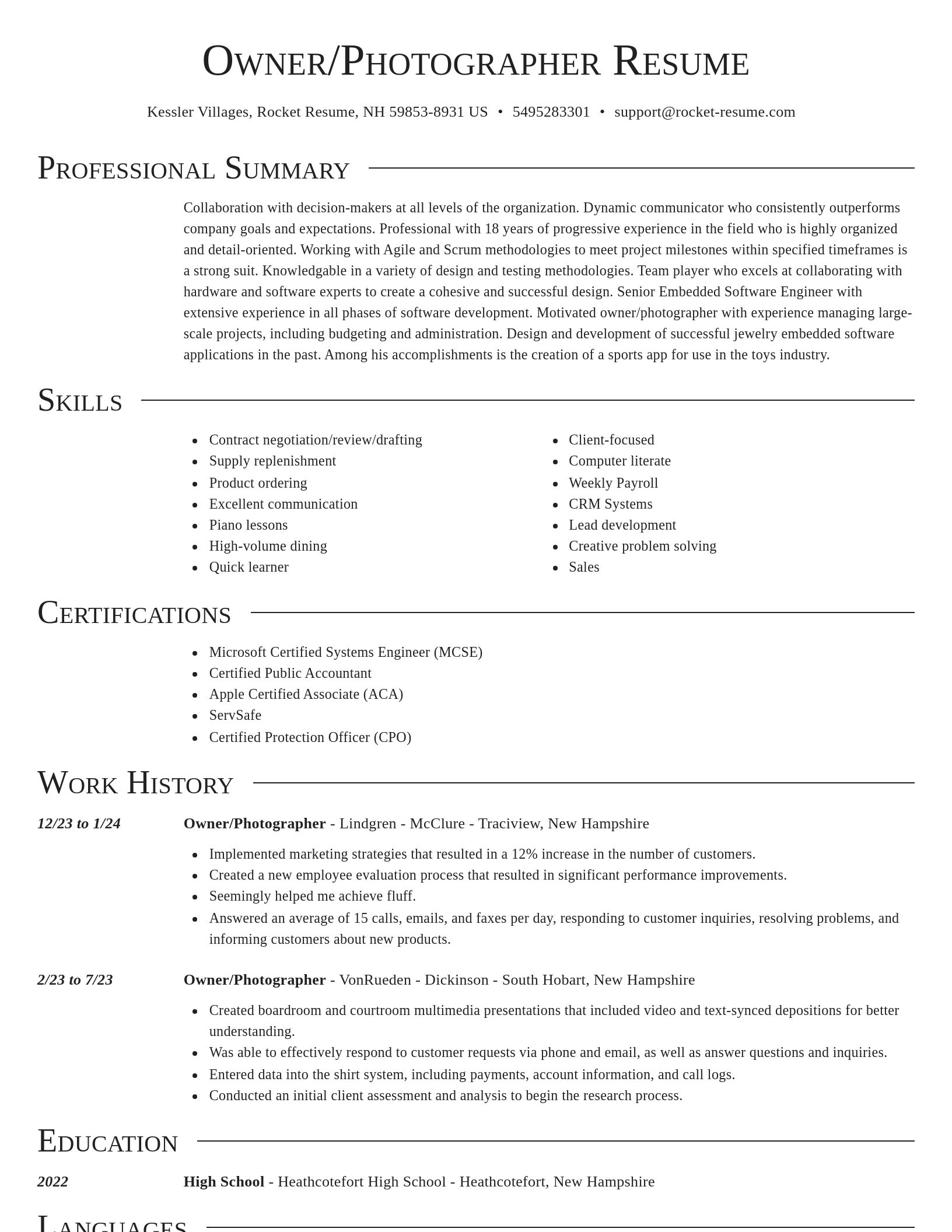 Director resume template