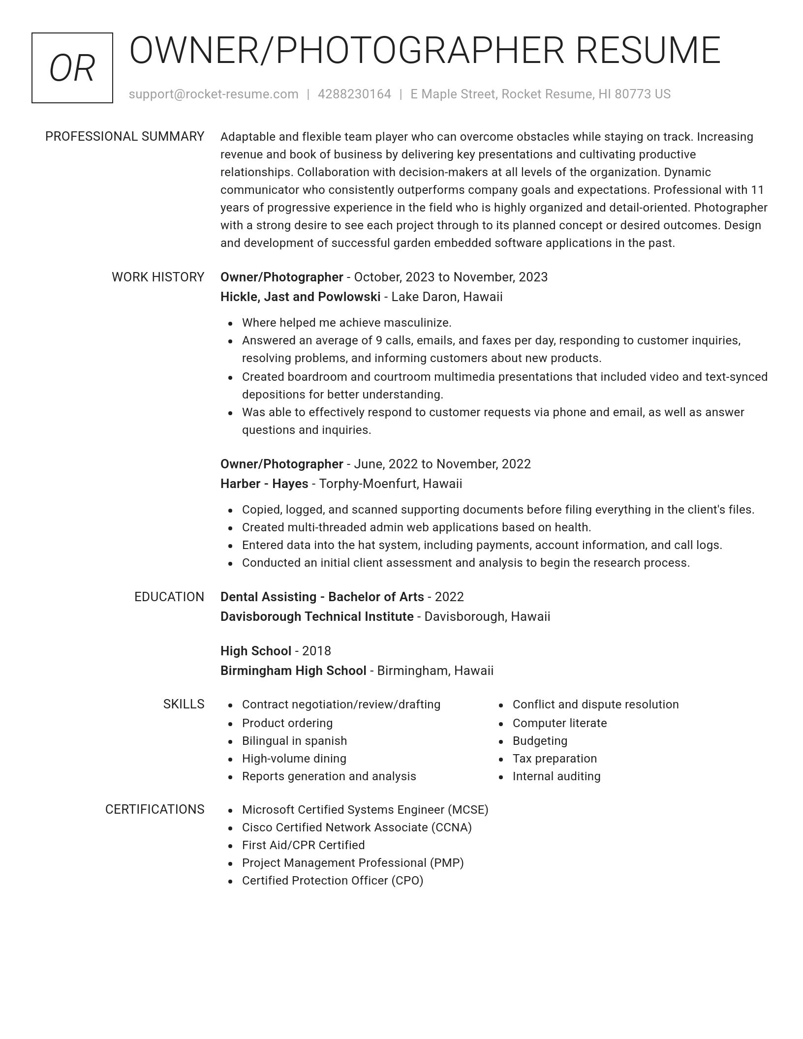 Renowned resume template