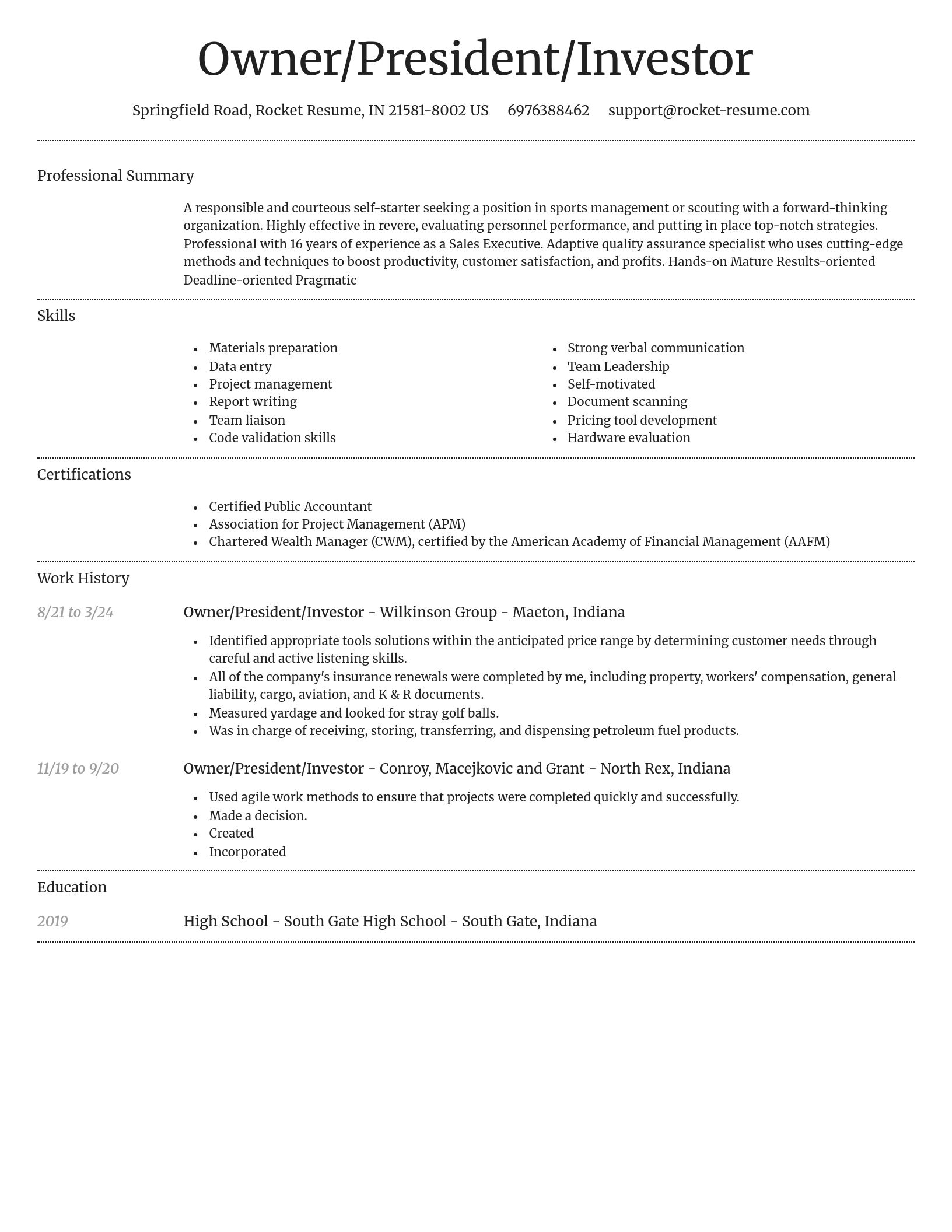 Dignified resume template
