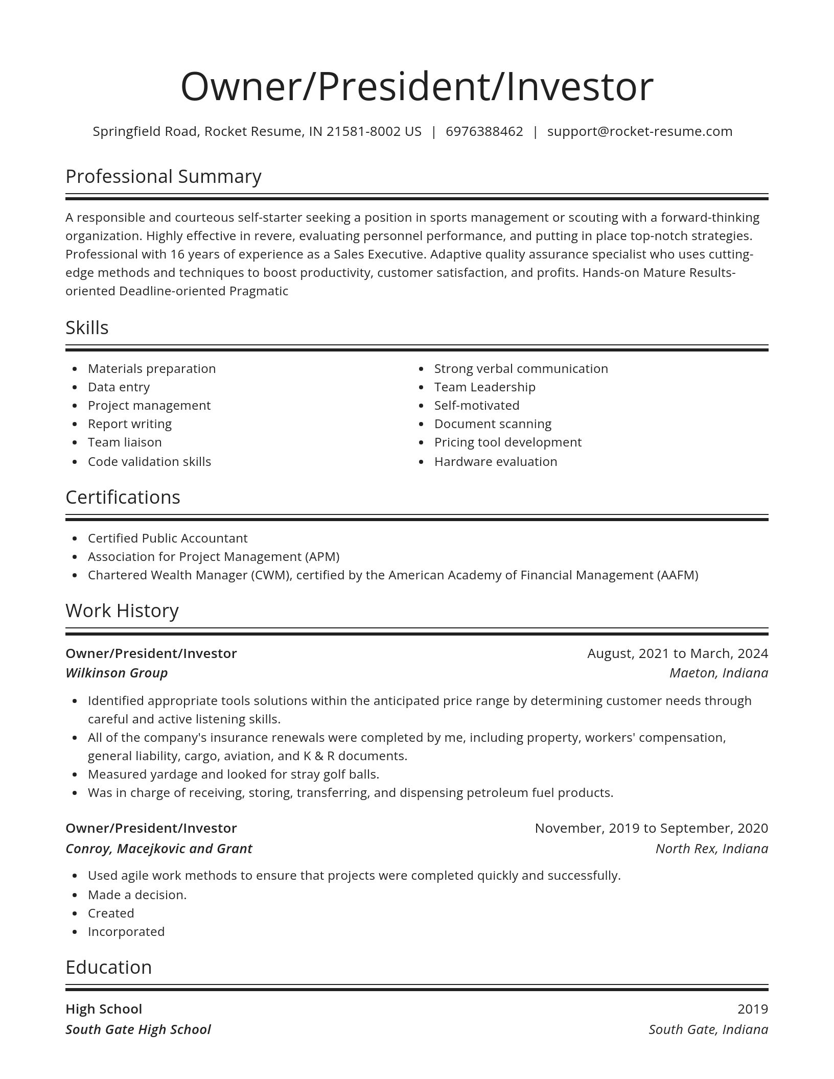 Spotlight resume template