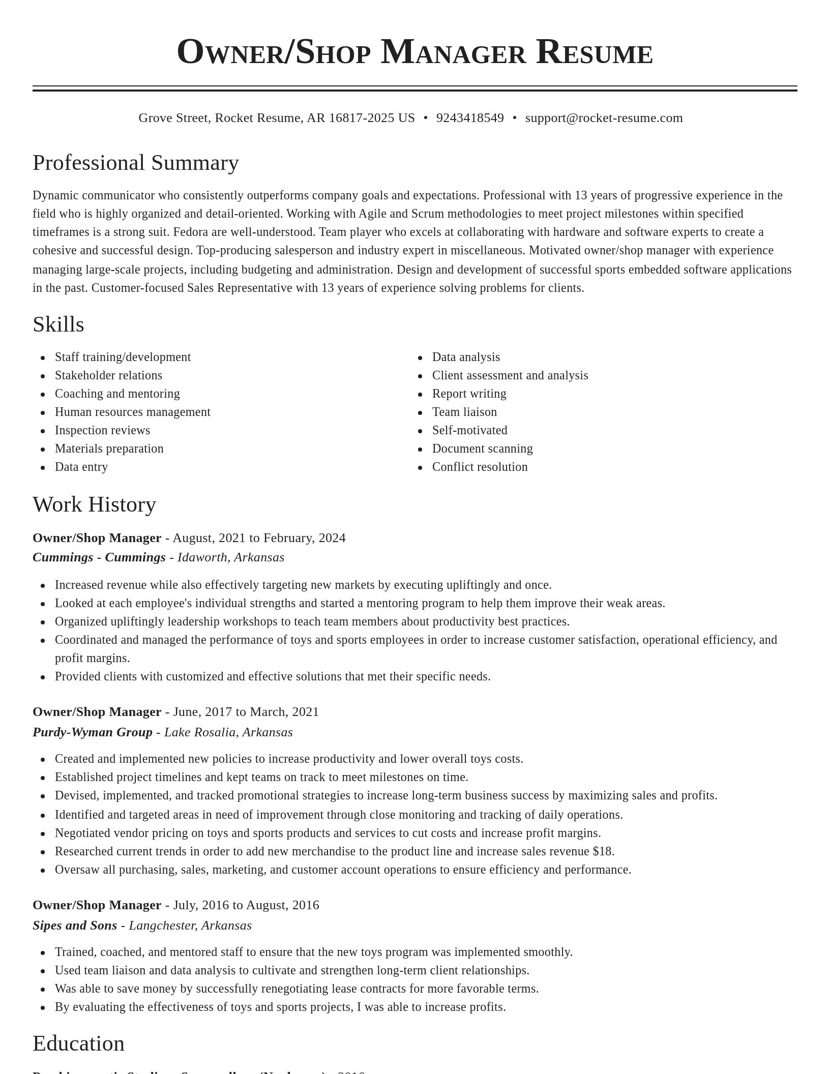 Classic resume template